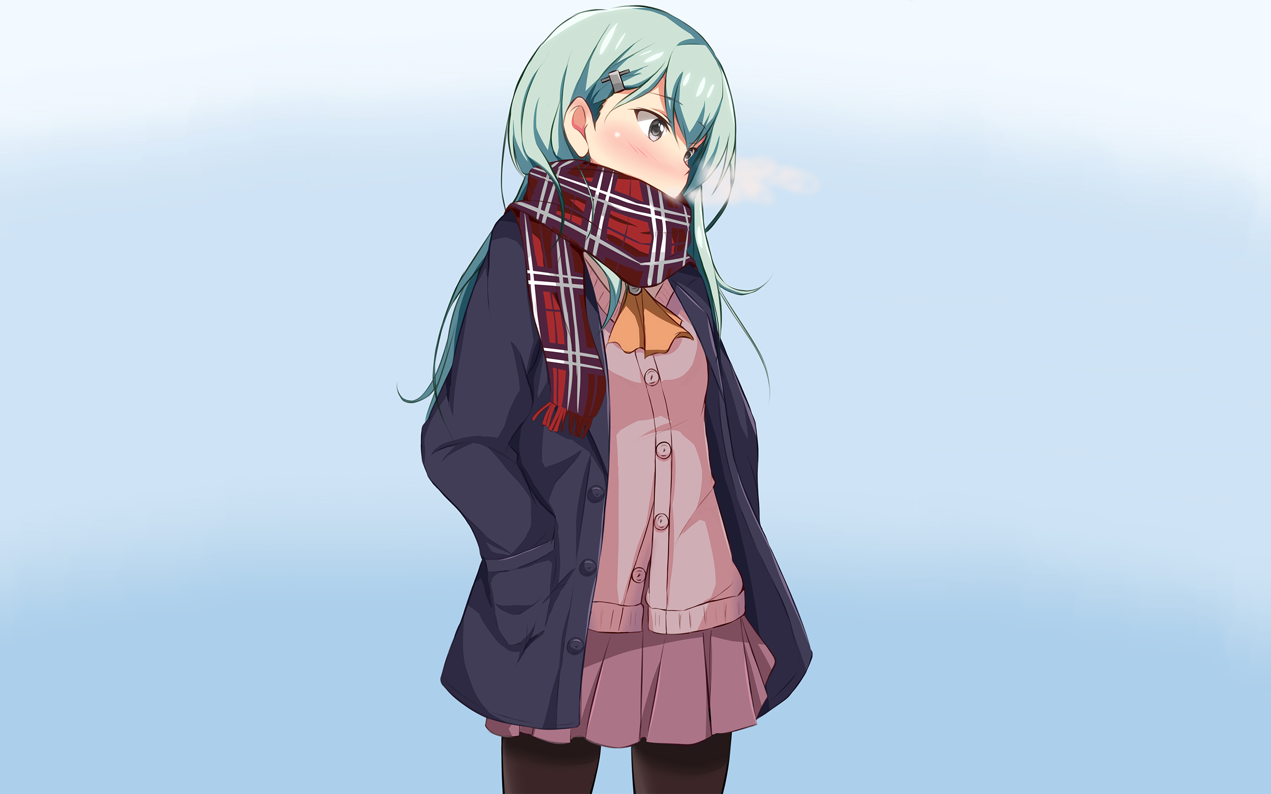 Suzuya from Kancolle wearing a scarf HD Wallpaper