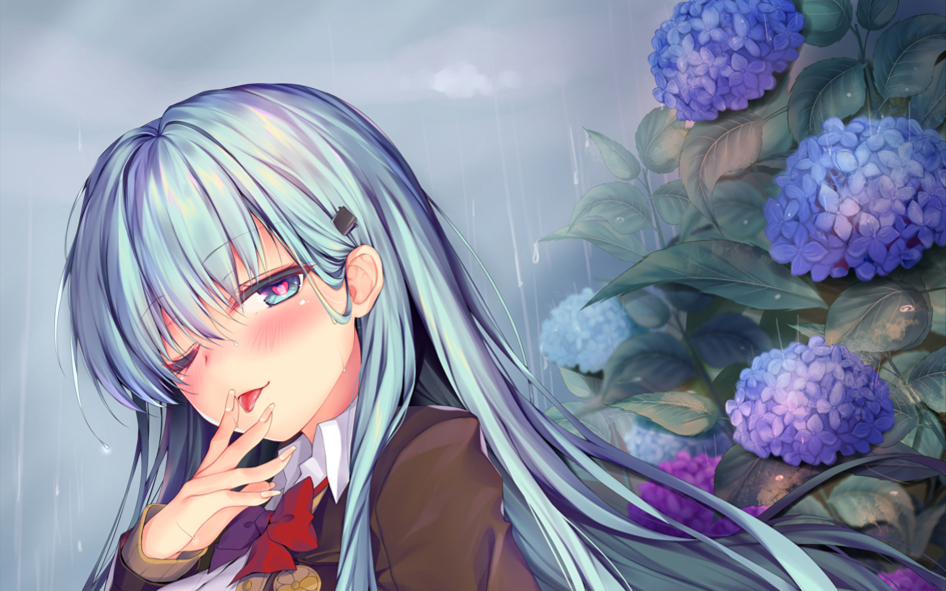 Suzuya from Kancolle in the rain HD Wallpaper