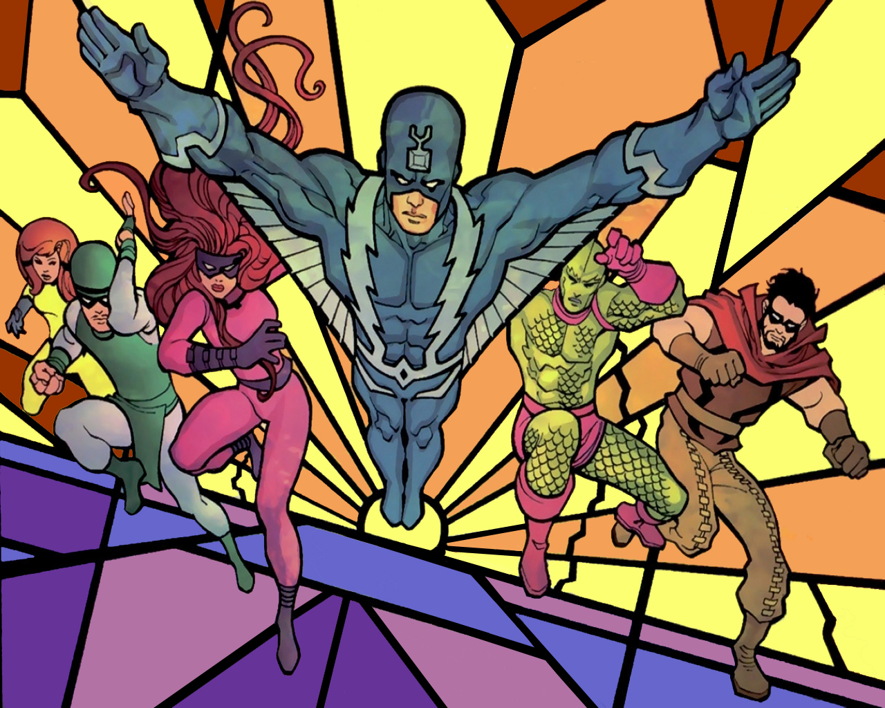 Black Bolt and the Inhumans in front of a stained glass background HD Wallpaper