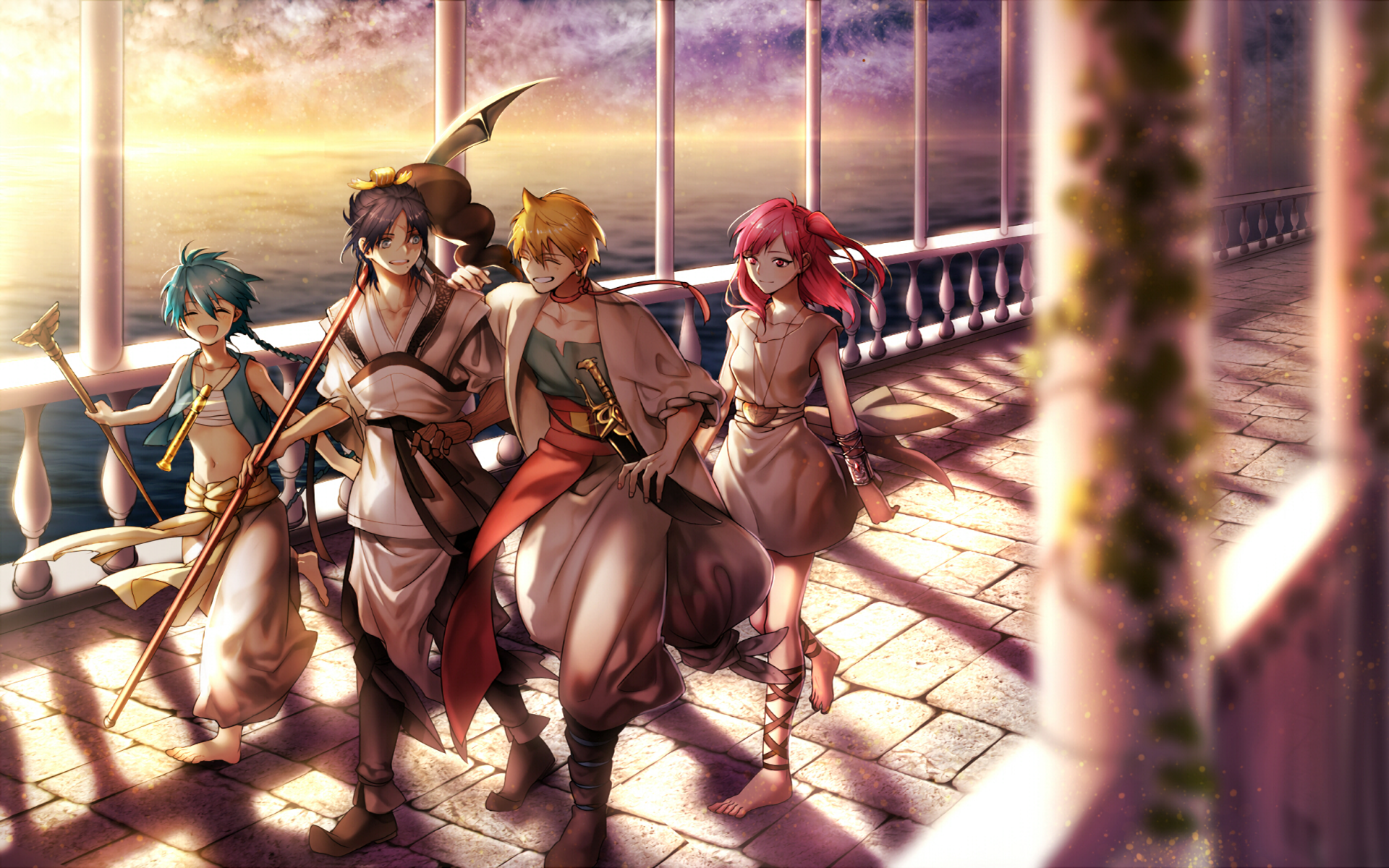 Aladdin, Alibaba, Morgiana, and Hakuryuu from Magi HD Wallpaper