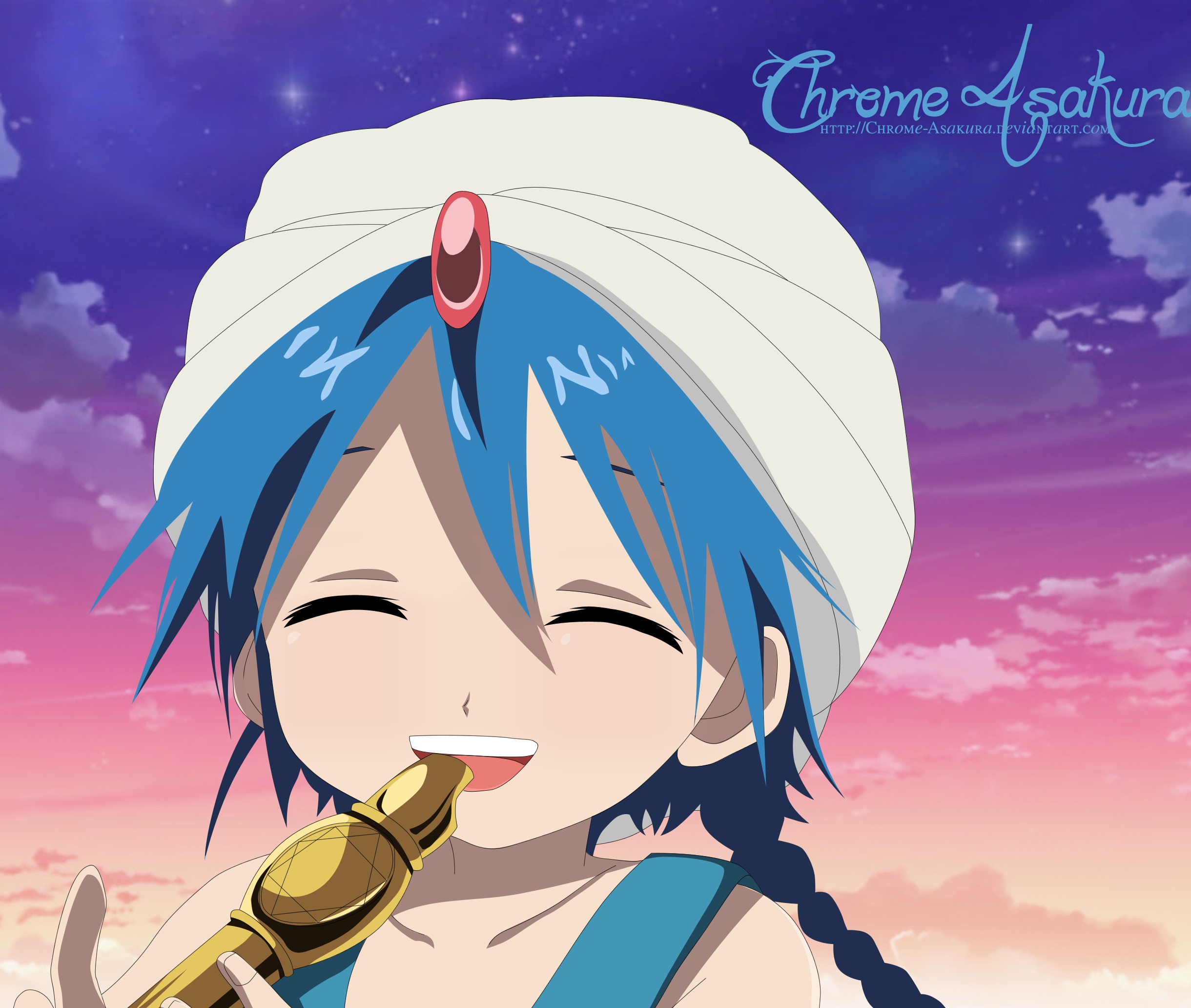 Aladdin from Magi playing a flute HD Wallpaper