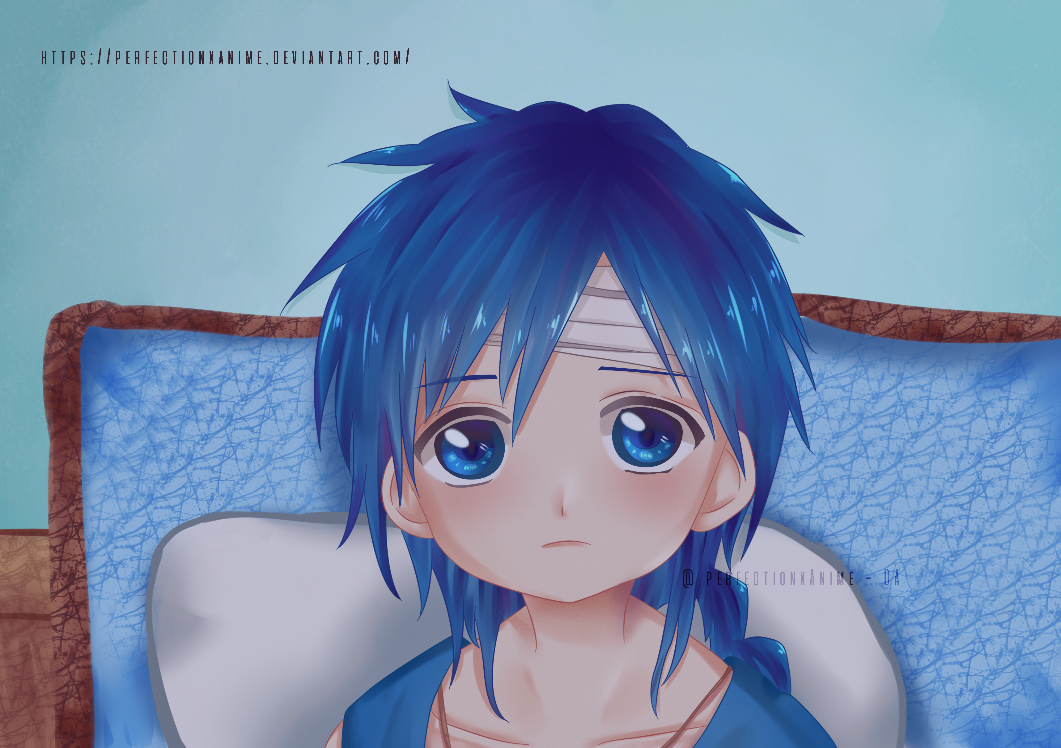 Aladdin from Magi lying in bed HD Wallpaper