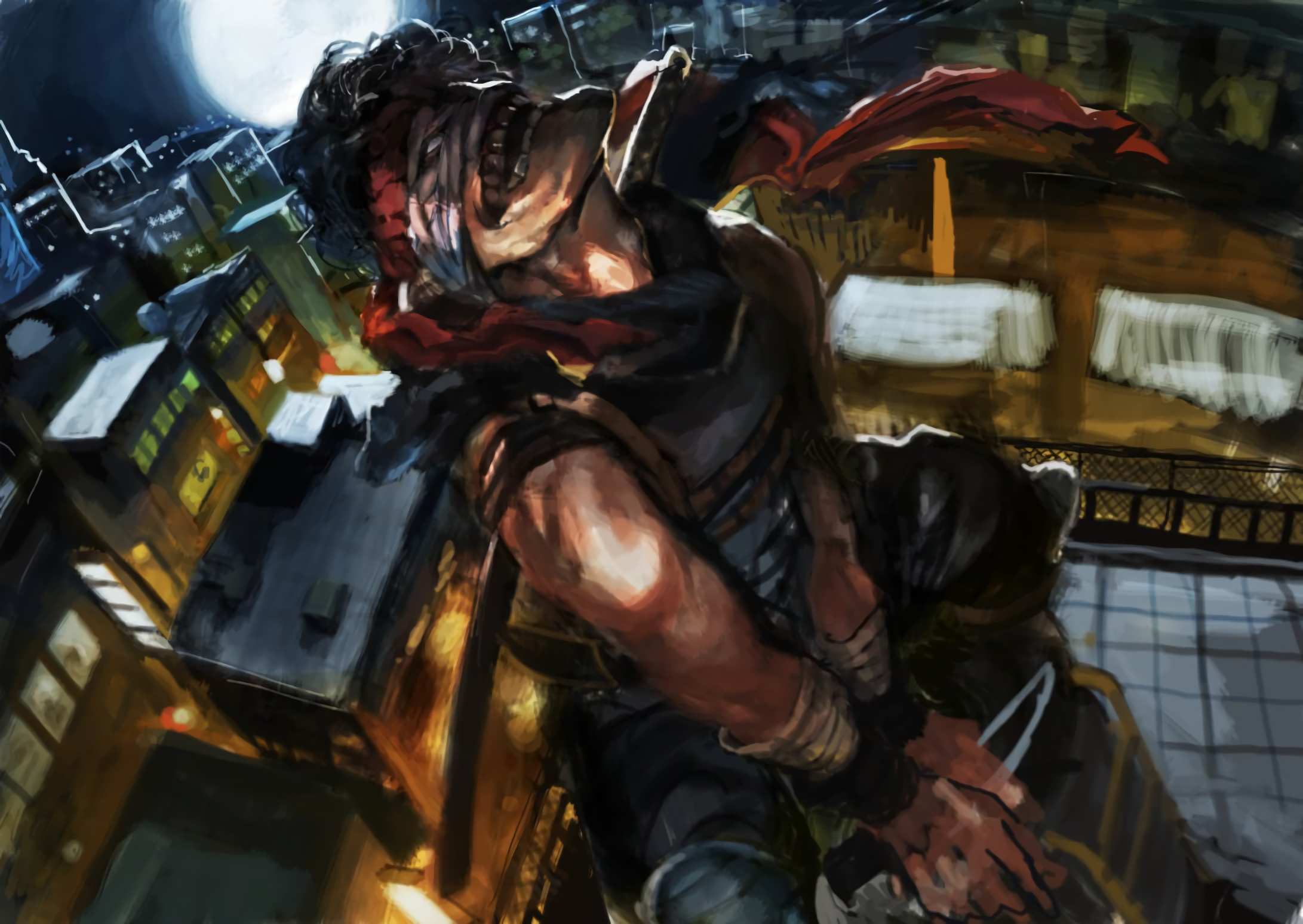 Stain from Boku No Hero Academia on a rooftop HD Wallpaper