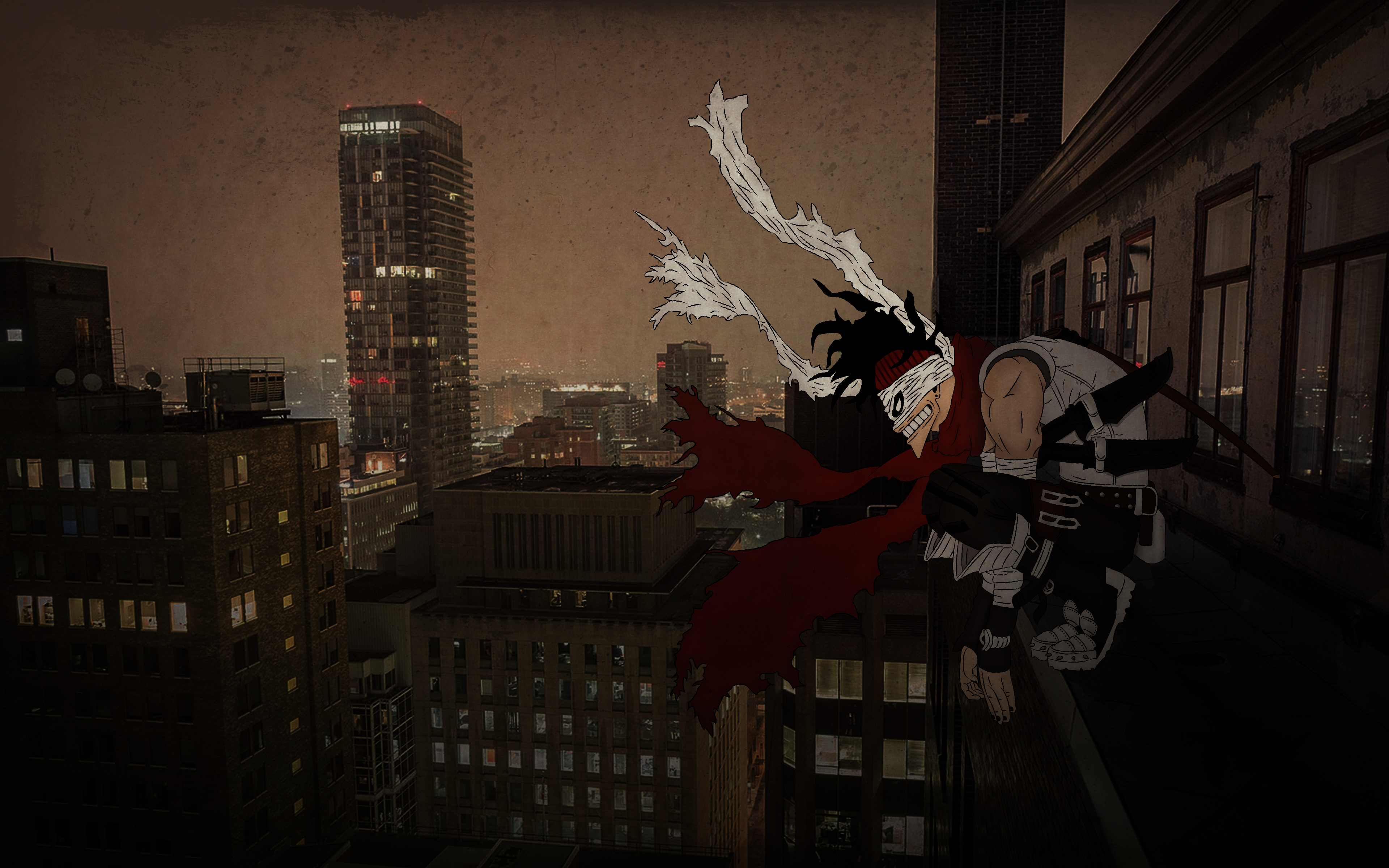 Stain from Boku No Hero Academia on a rooftop HD Wallpaper