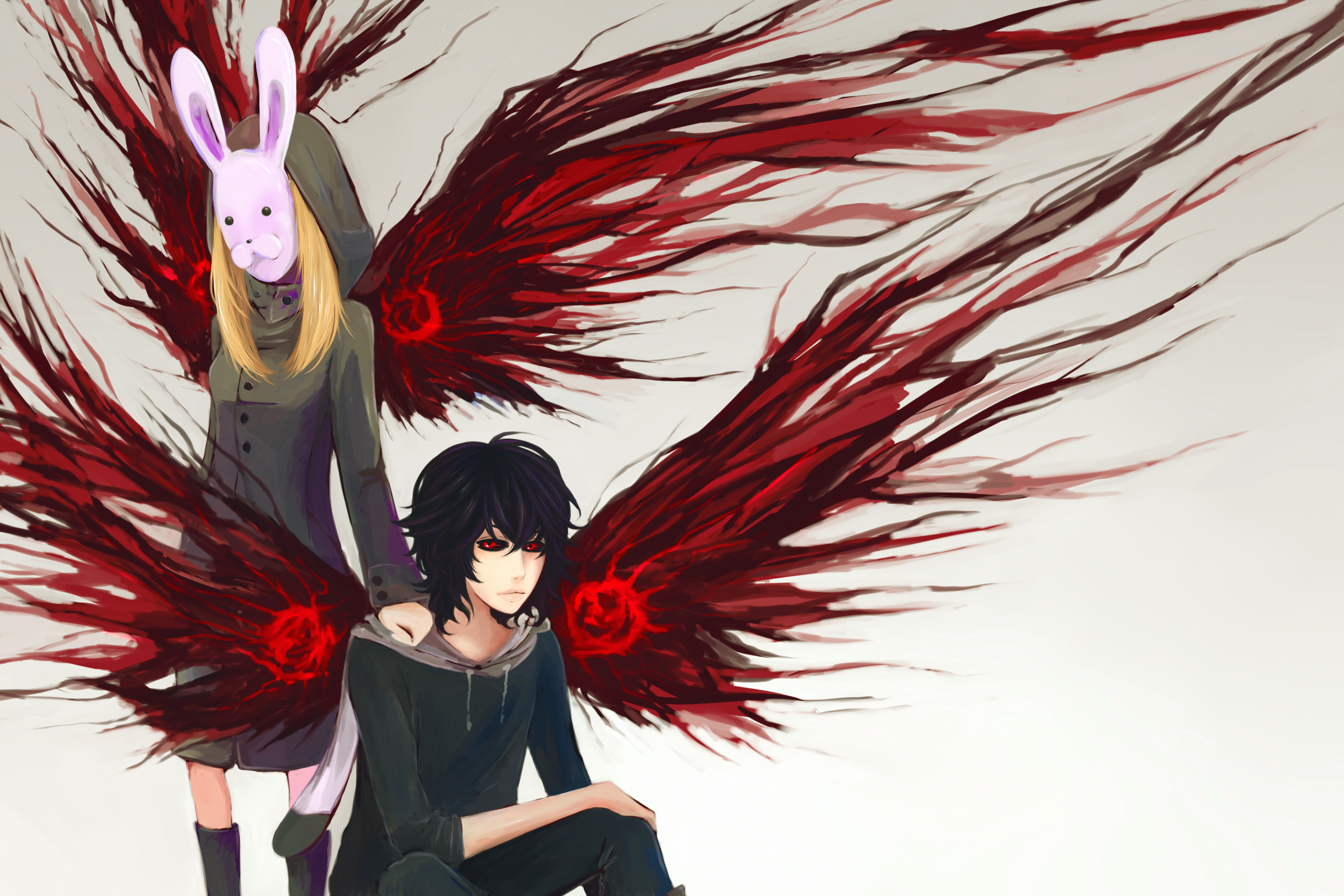 Ayato Kirishima with a masked companion HD Wallpaper