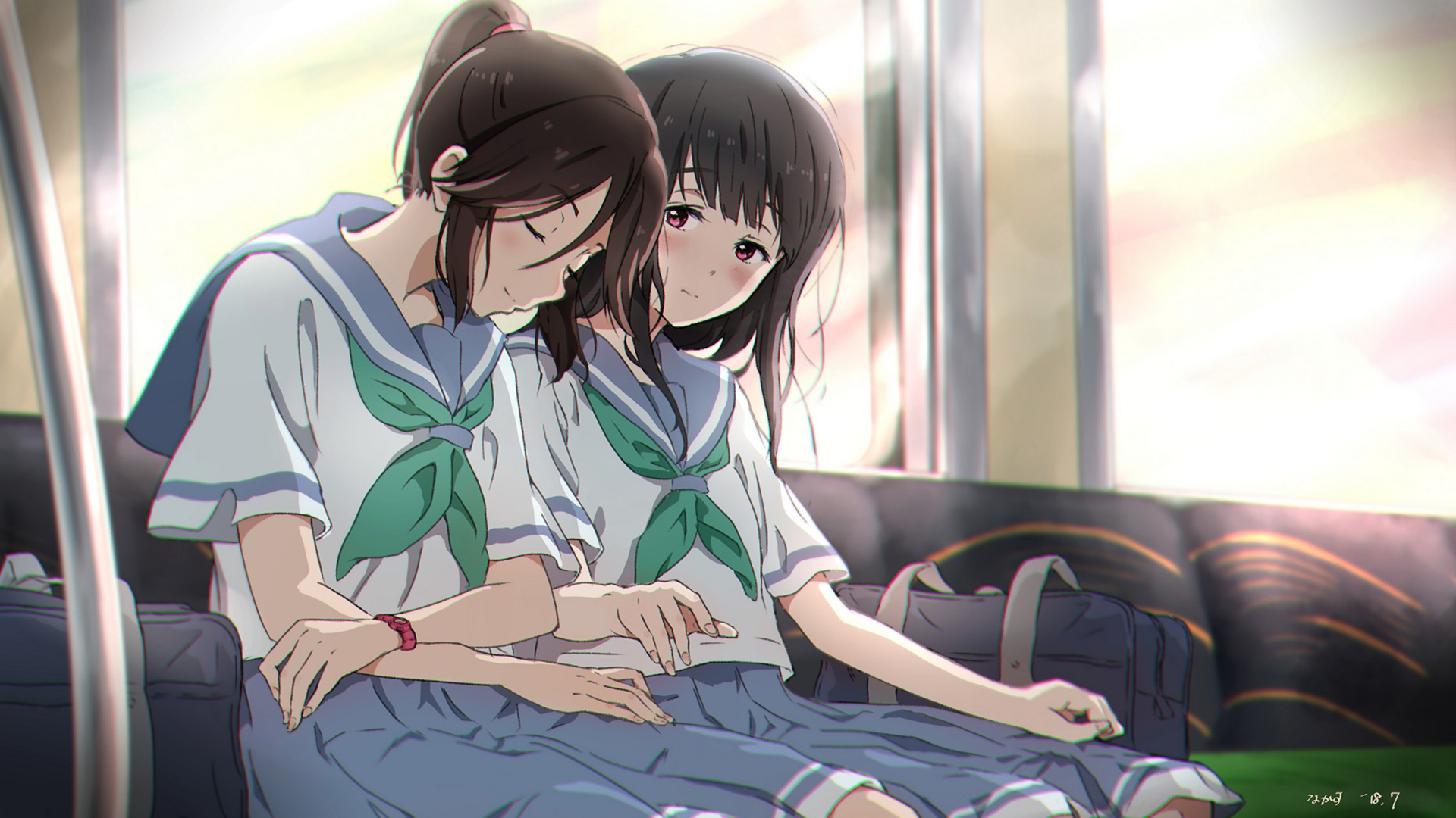 Mizore Yoroizuka sleeping on a train HD Wallpaper