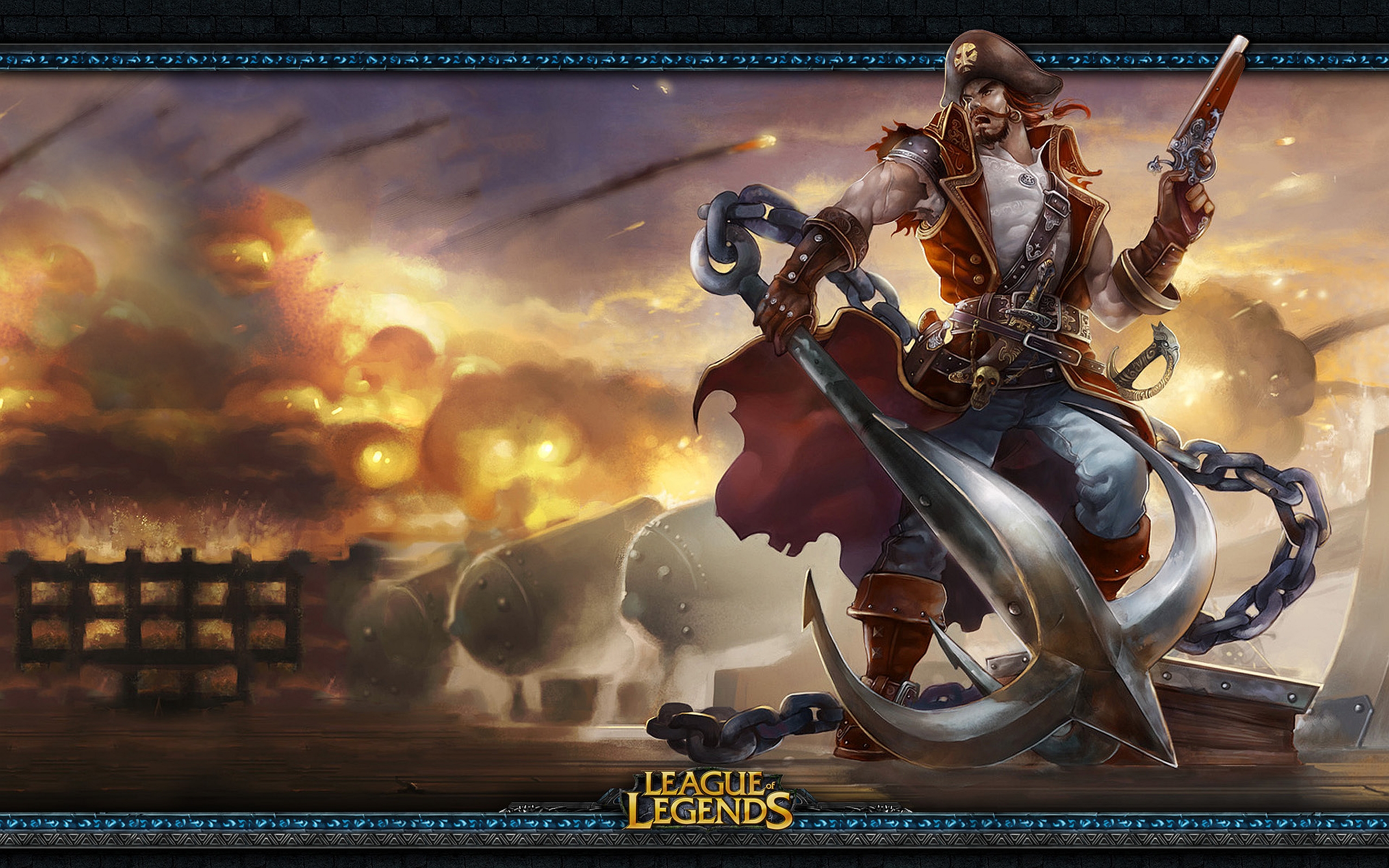 Gangplank from League of Legends with anchor and pistol HD Wallpaper