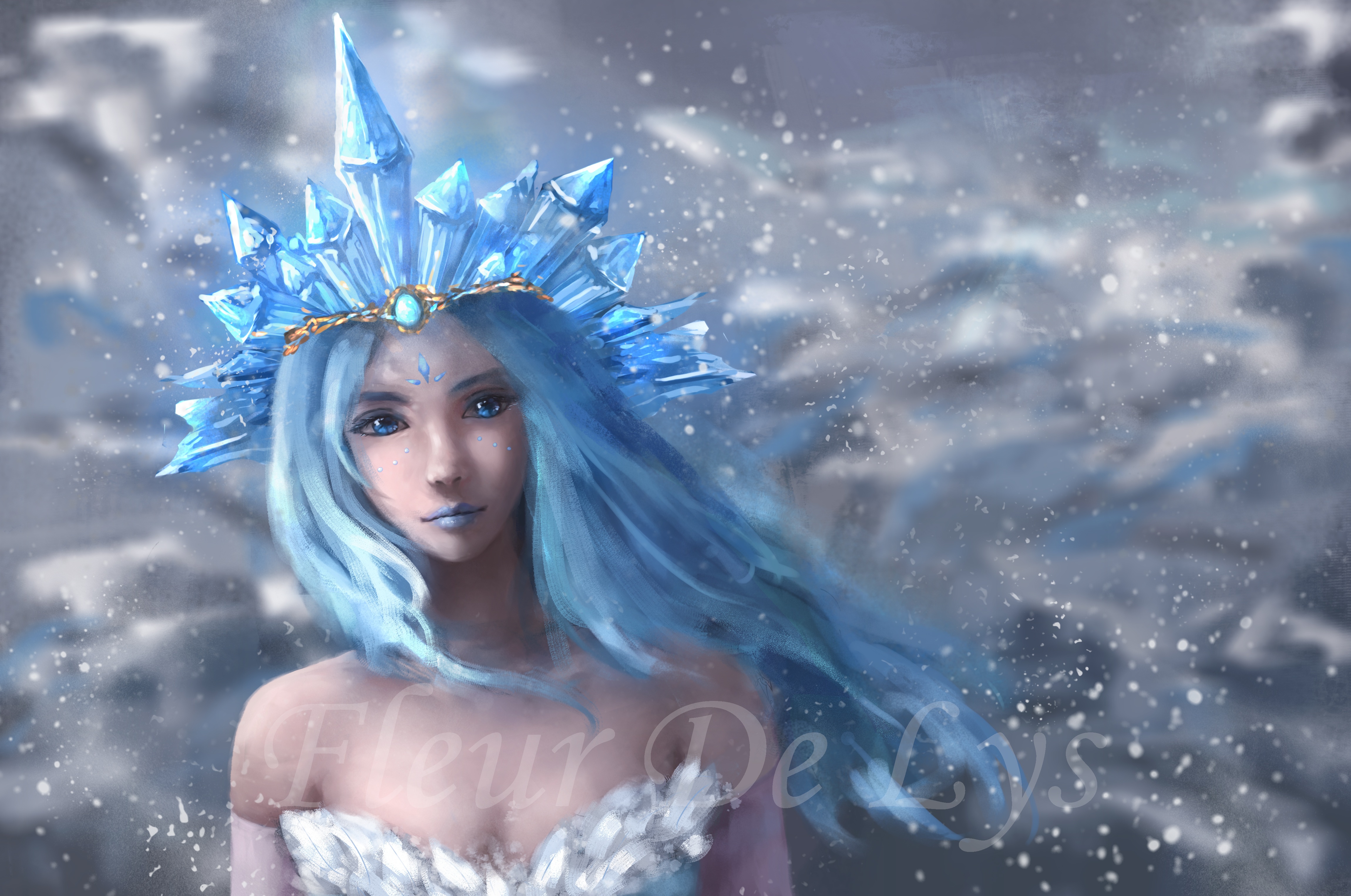 Crystal Maiden from Dota 2 in winter setting HD Wallpaper