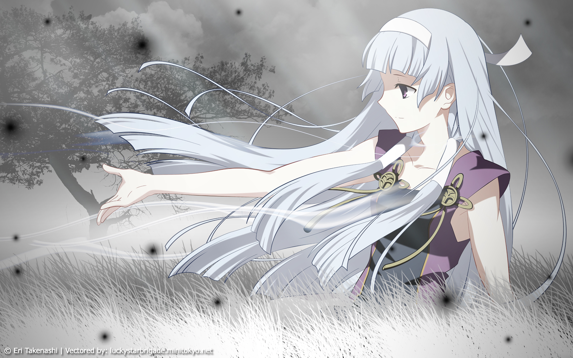 Nagi from Kannagi in a grassy field HD Wallpaper