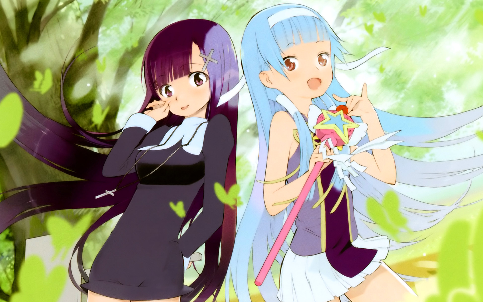 Nagi from Kannagi with a friend in a forest HD Wallpaper