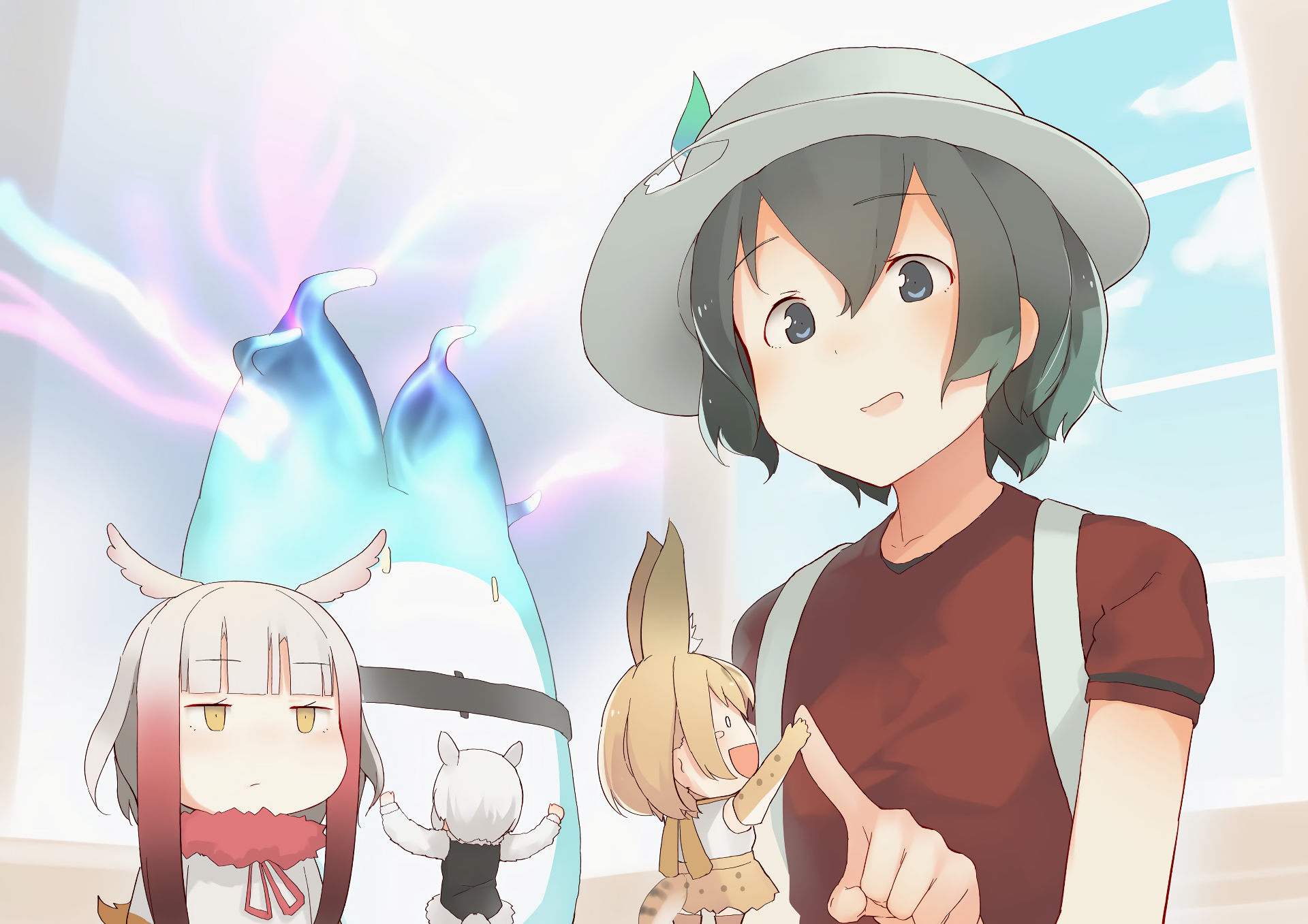 Serval and Crested Ibis from Kemono Friends HD Wallpaper