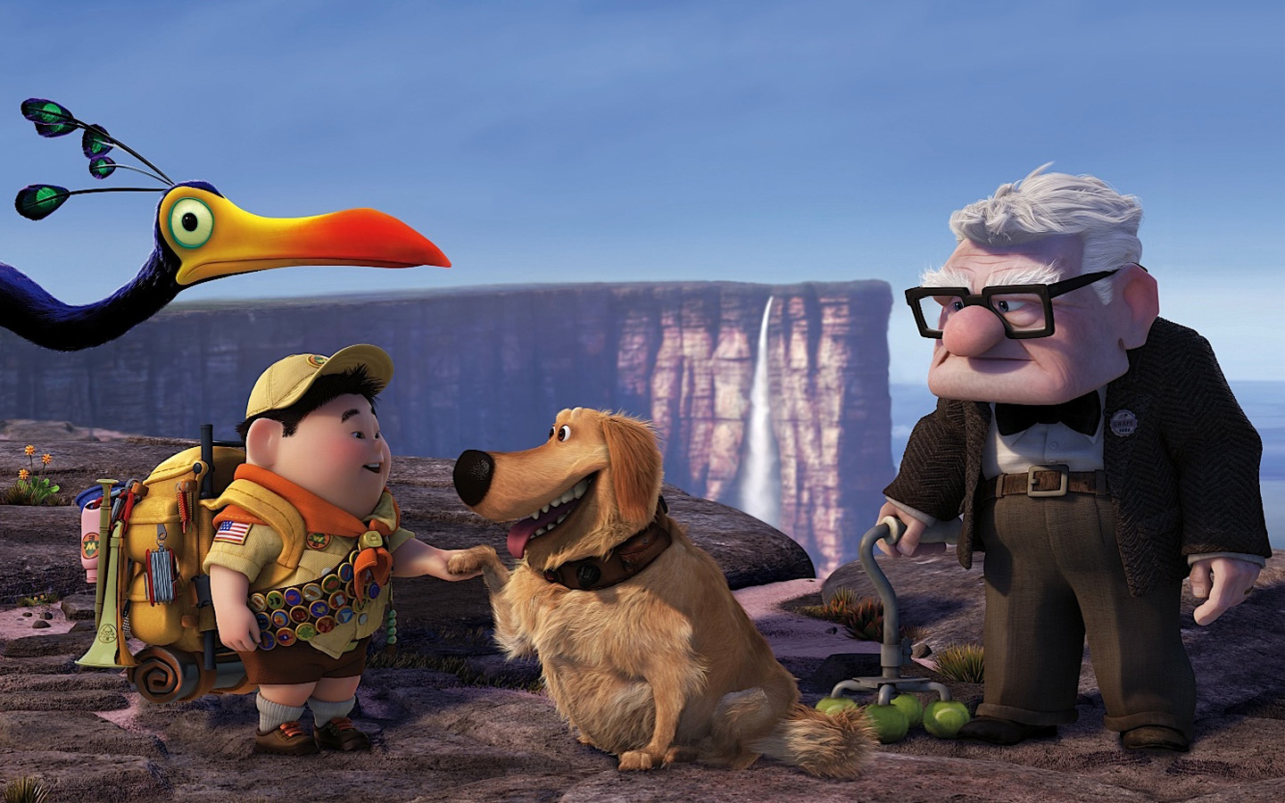Carl Fredricksen, Russell, Dug, and Kevin from Up HD Wallpaper