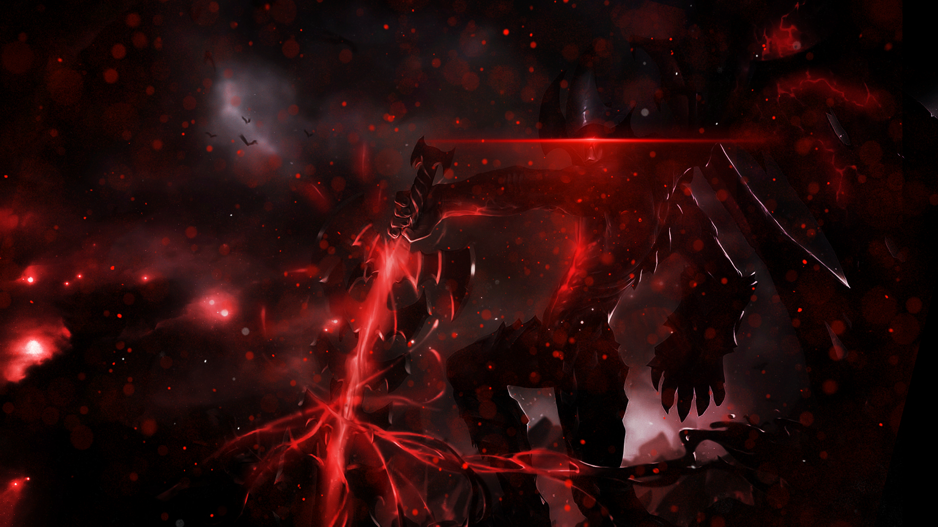 Aatrox from League of Legends with red energy HD Wallpaper