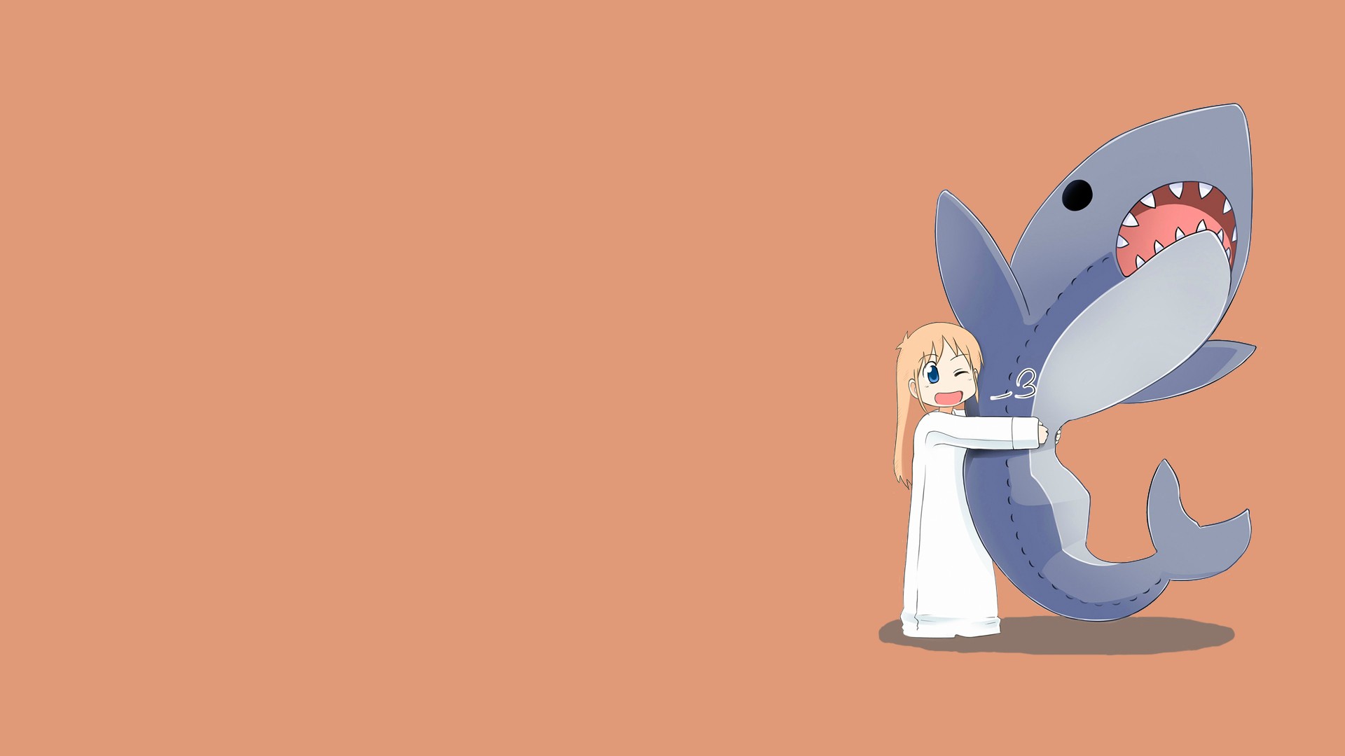 Hakase from Nichijou hugging a shark plush HD Wallpaper