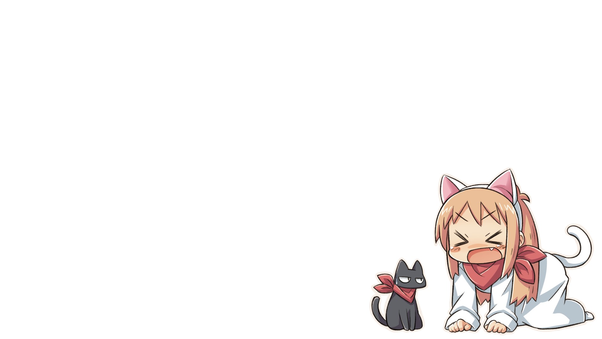 Hakase from Nichijou with a black cat HD Wallpaper