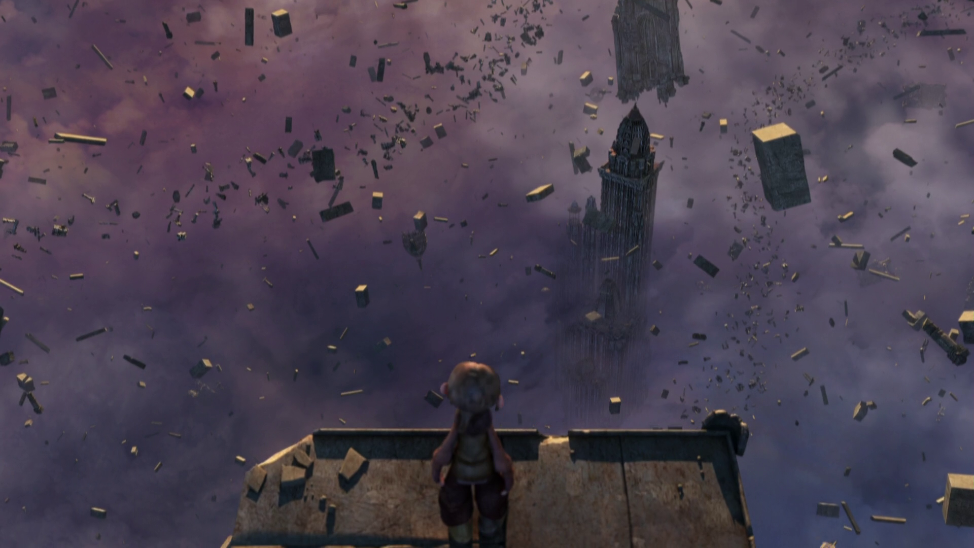Gwizdo from Dragon Hunters in a sky of debris HD Wallpaper