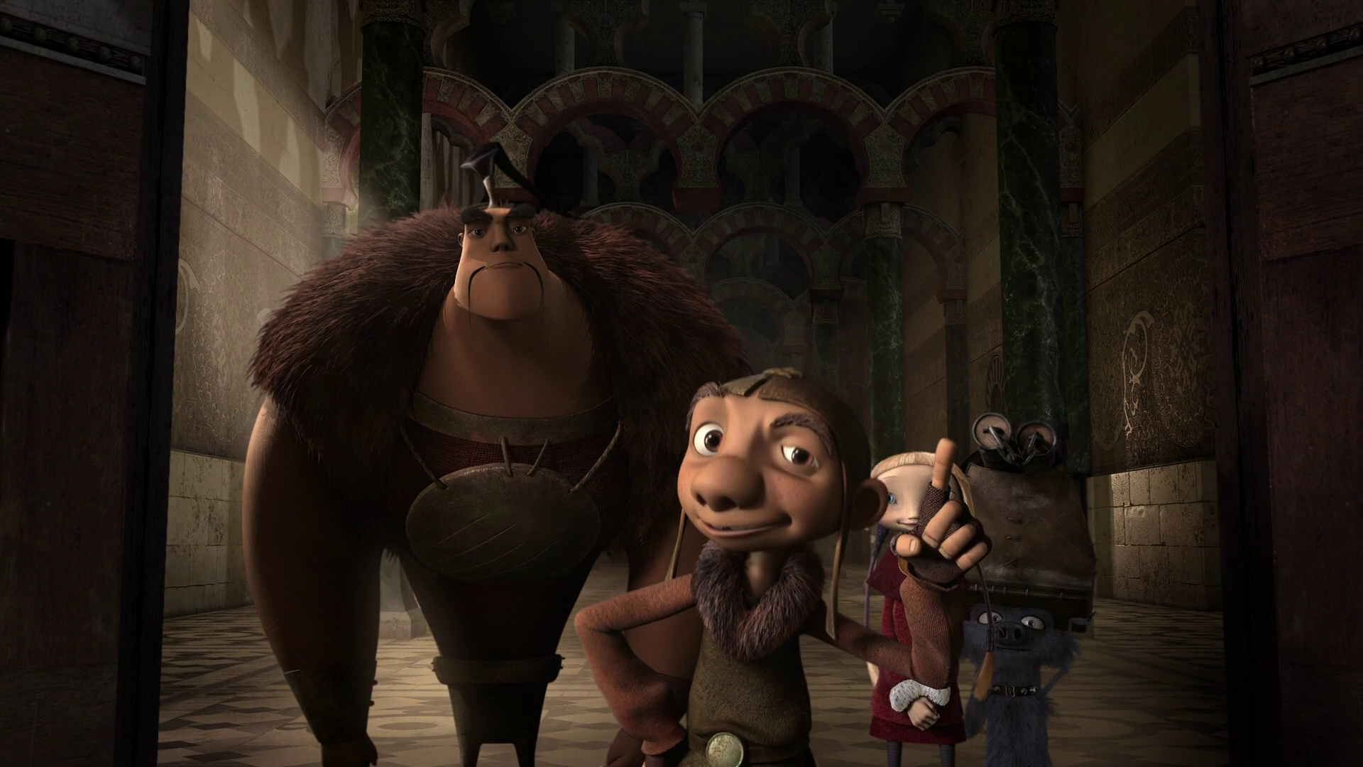 Gwizdo and friends in a castle hall HD Wallpaper