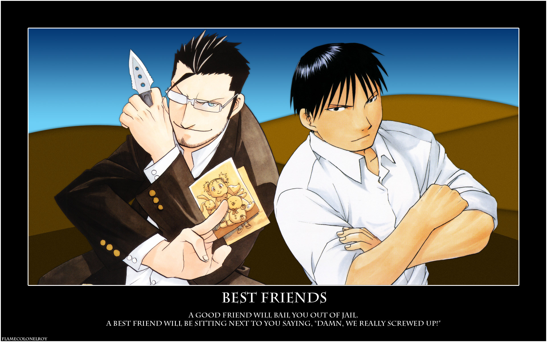 Roy Mustang and Riza Hawkeye from Fullmetal Alchemist HD Wallpaper