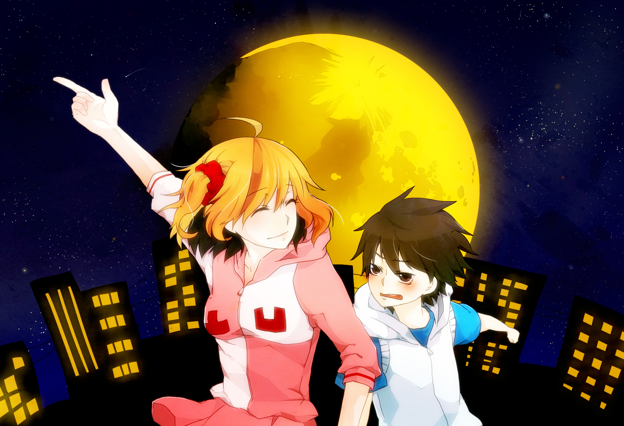 Hibiya Amamiya under the moon HD Wallpaper