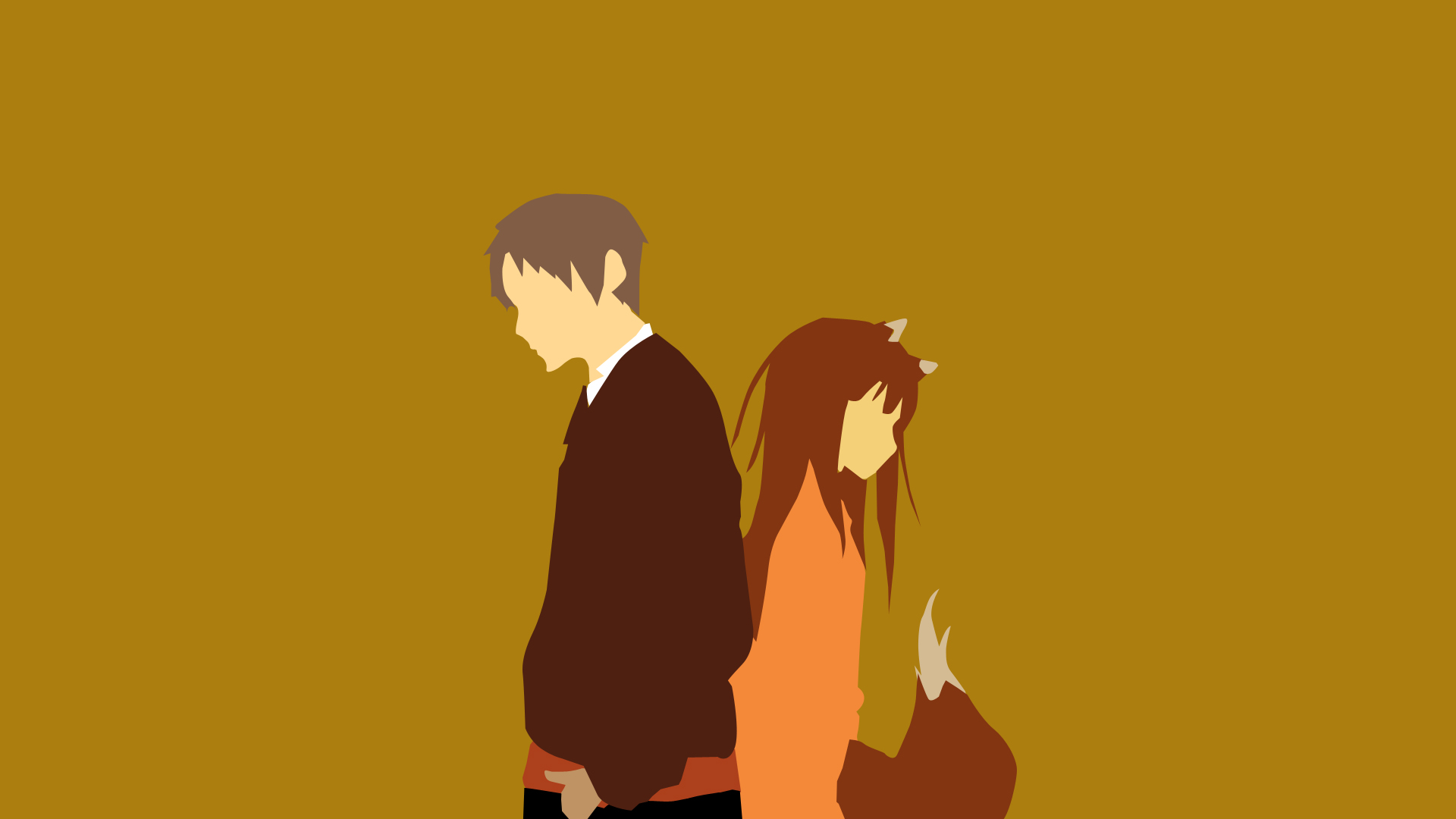 Kraft Lawrence and Holo from Spice and Wolf HD Wallpaper