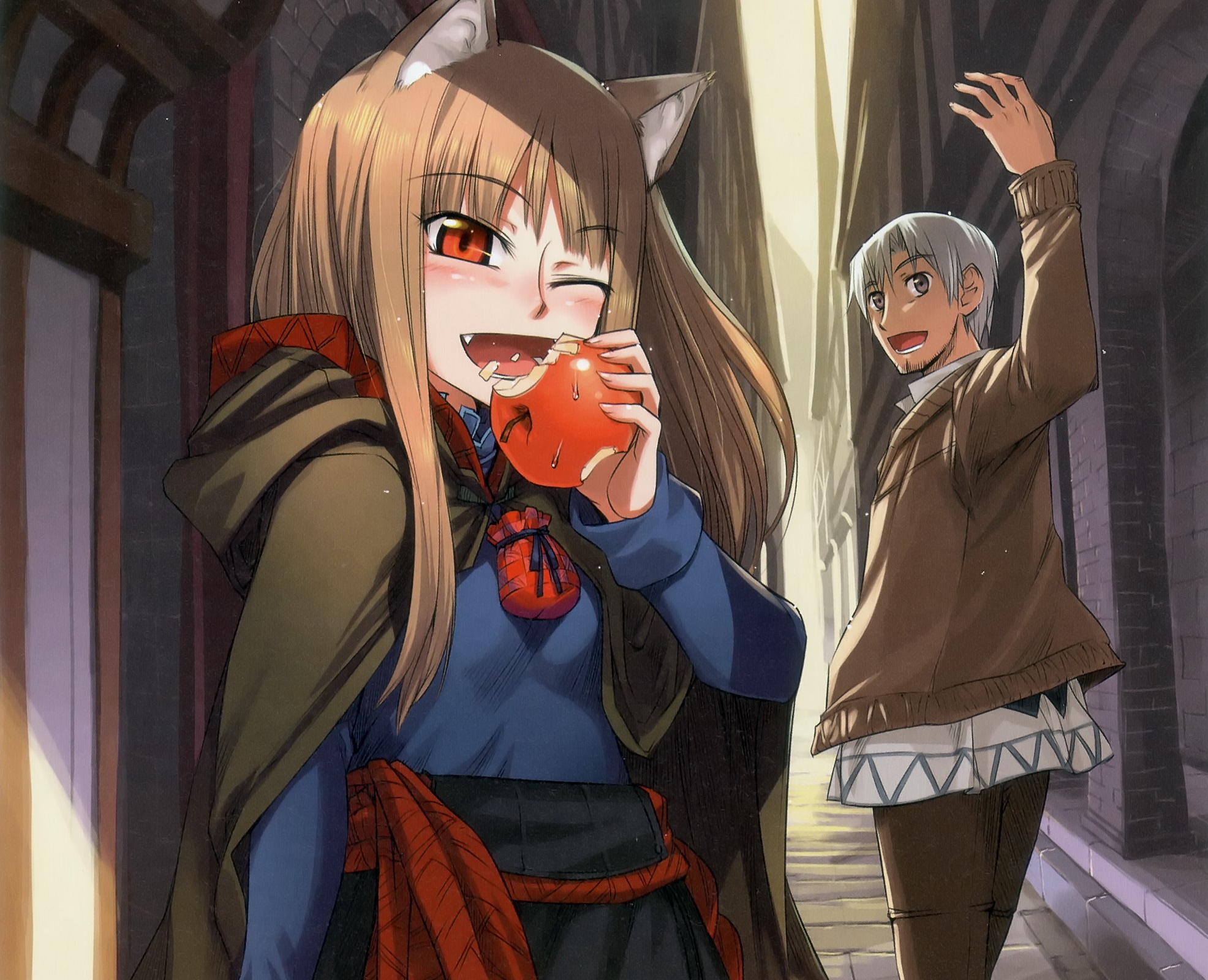 Holo and Kraft Lawrence from Spice and Wolf HD Wallpaper