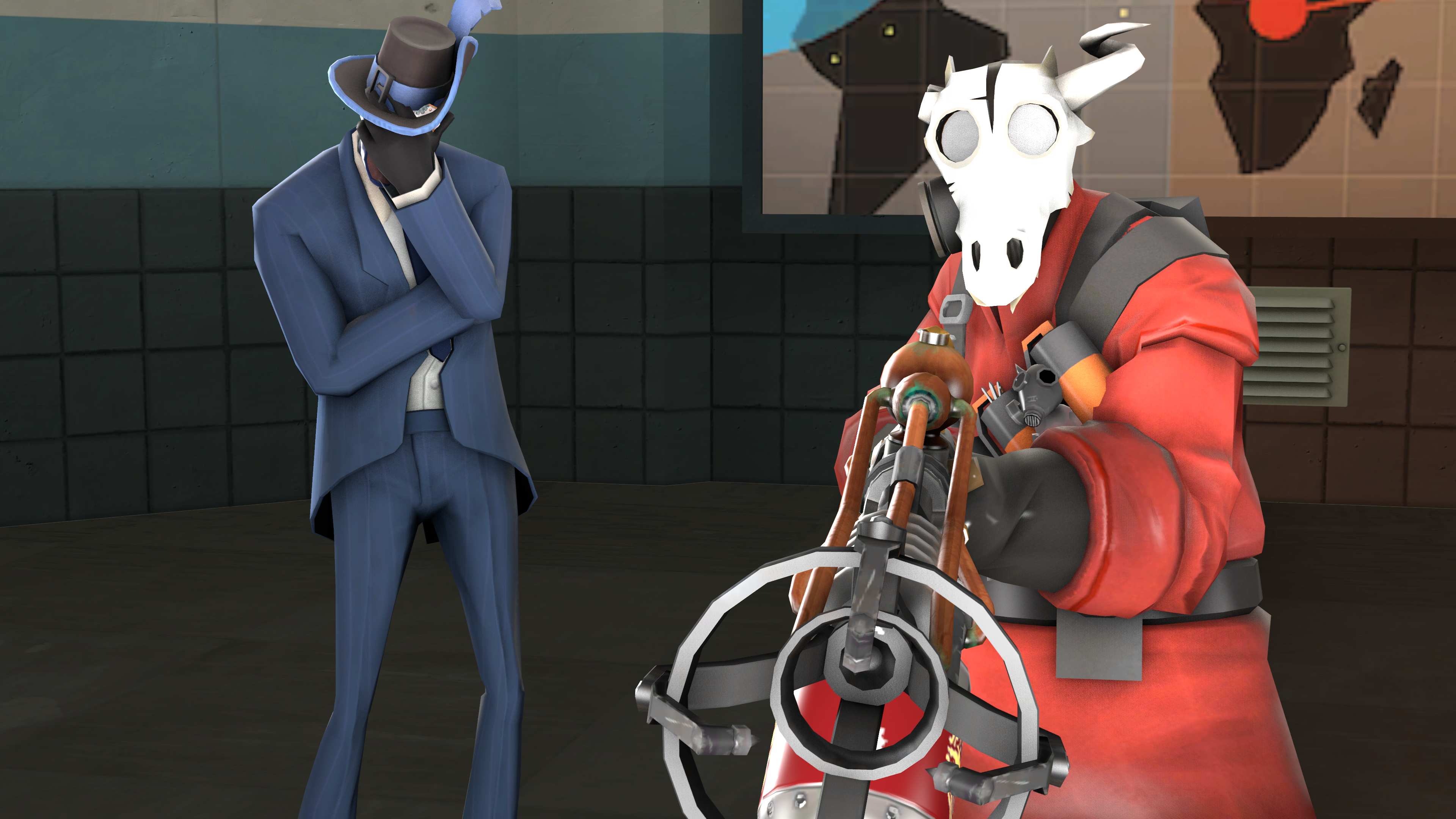 Pyro and Spy from Team Fortress 2 HD Wallpaper