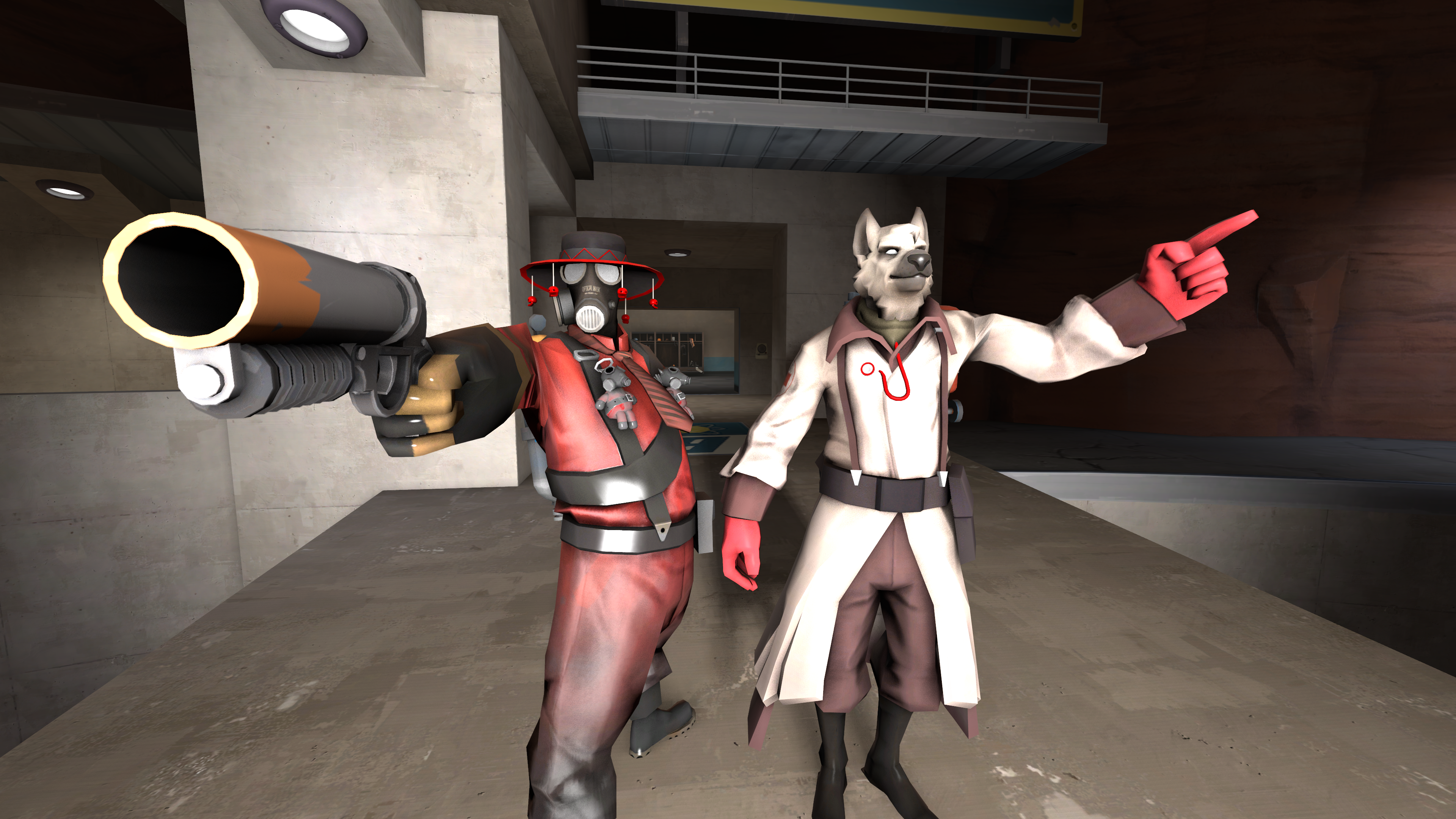 Pyro and Medic from Team Fortress 2 HD Wallpaper