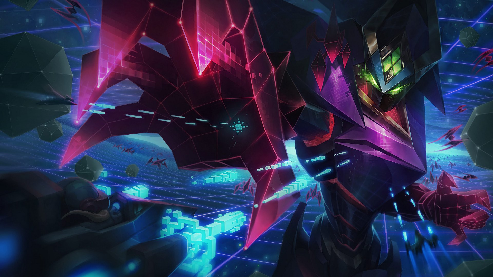Malzahar from League of Legends in a digital space HD Wallpaper