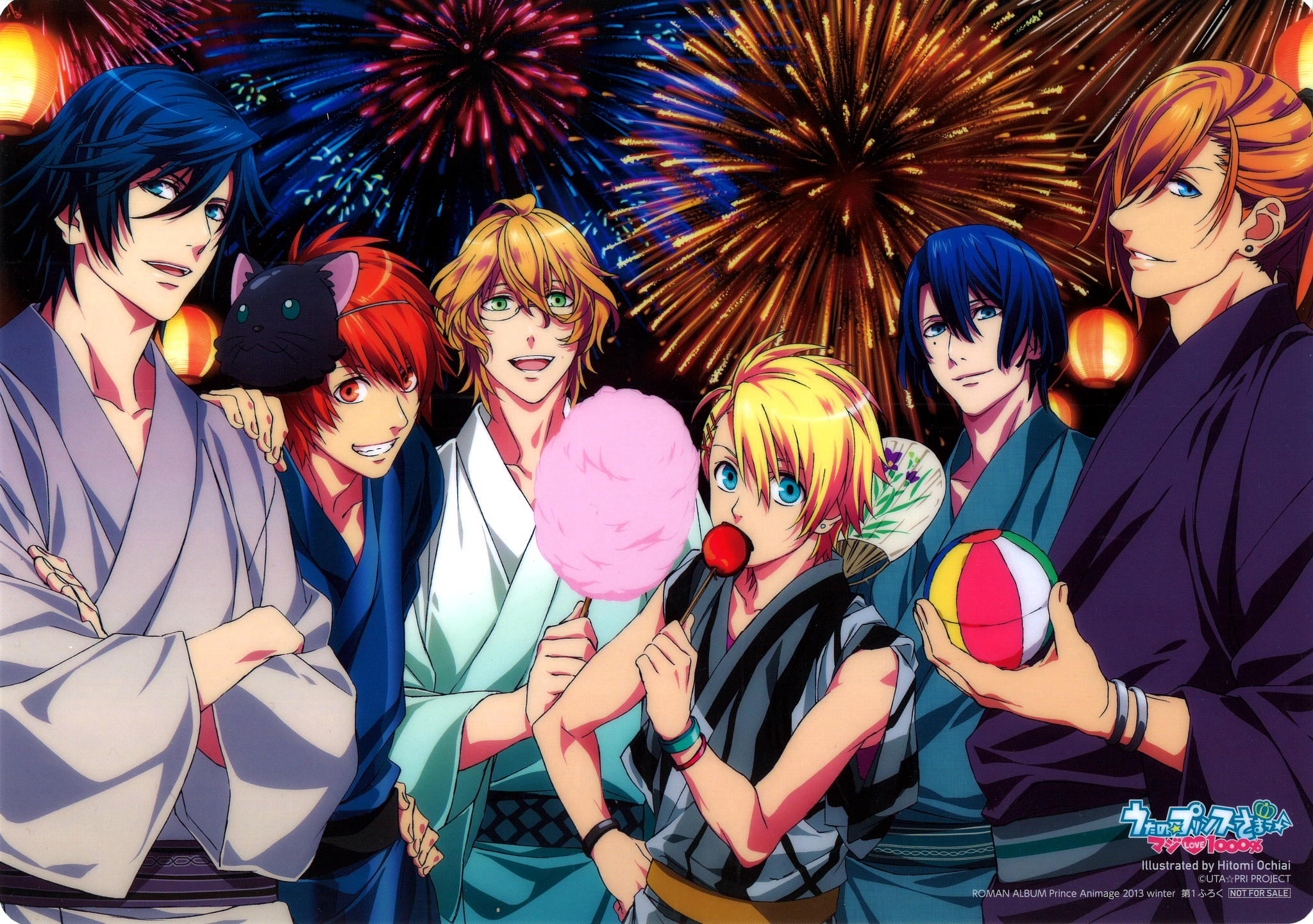 Uta no Prince-sama characters at fireworks festival HD Wallpaper