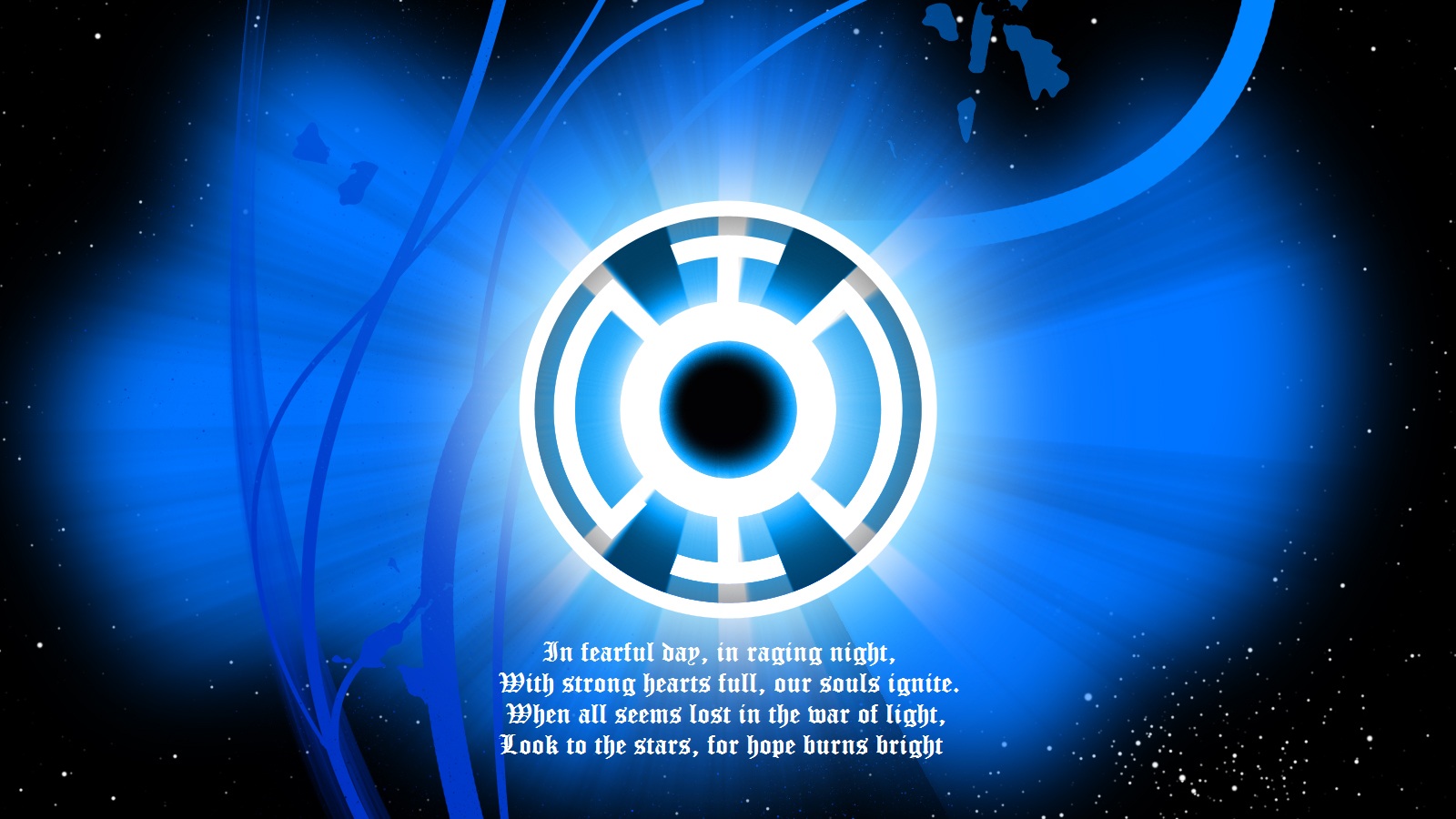 Blue Lantern Corps symbol with poem HD Wallpaper