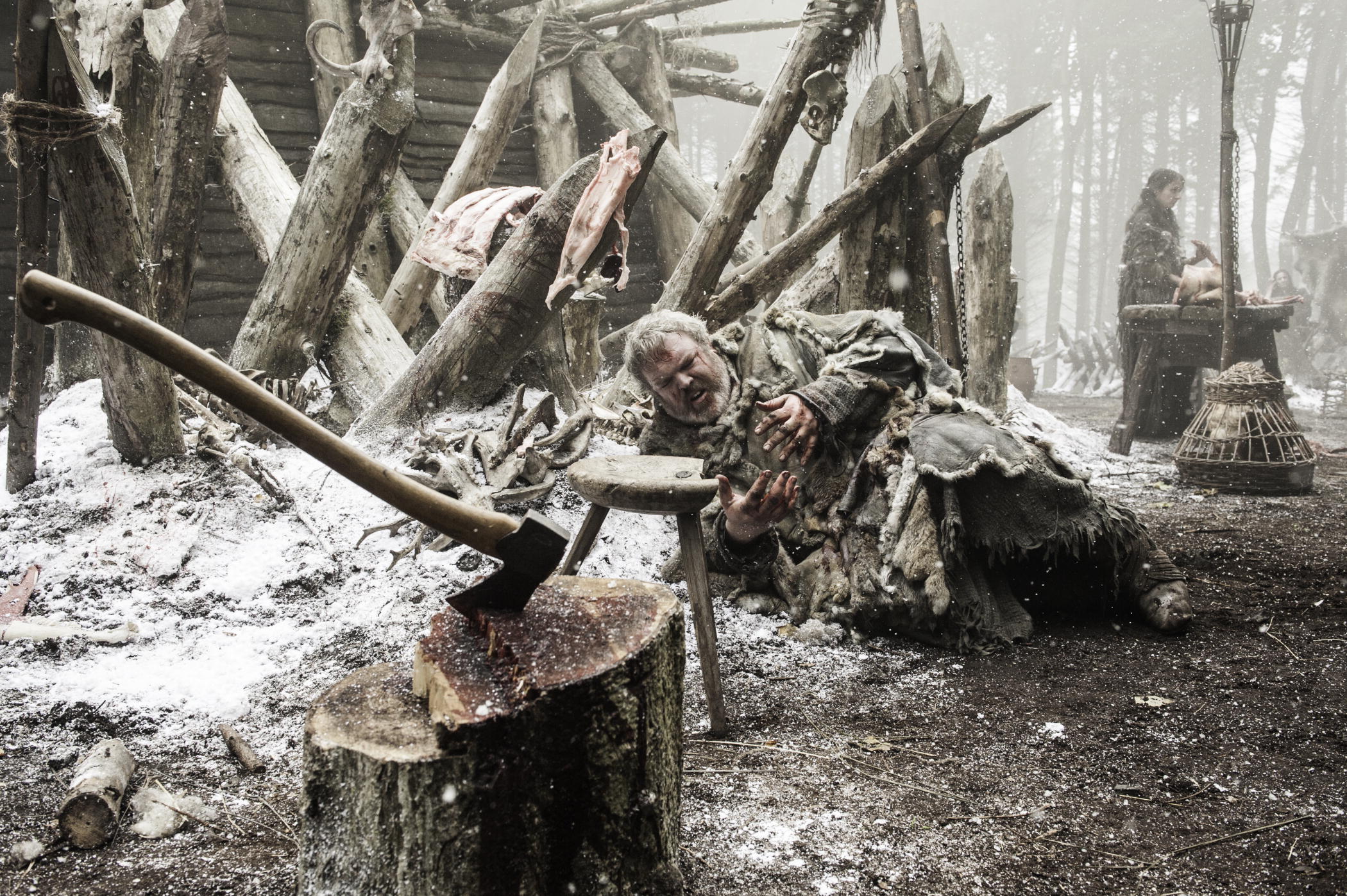 Hodor from Game of Thrones in a snowy village HD Wallpaper