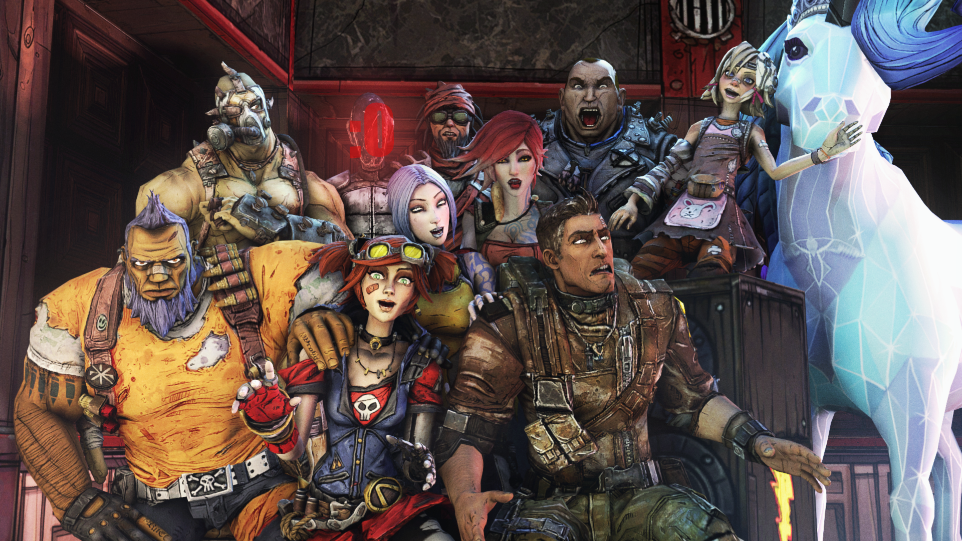 Borderlands characters posing together HD Wallpaper