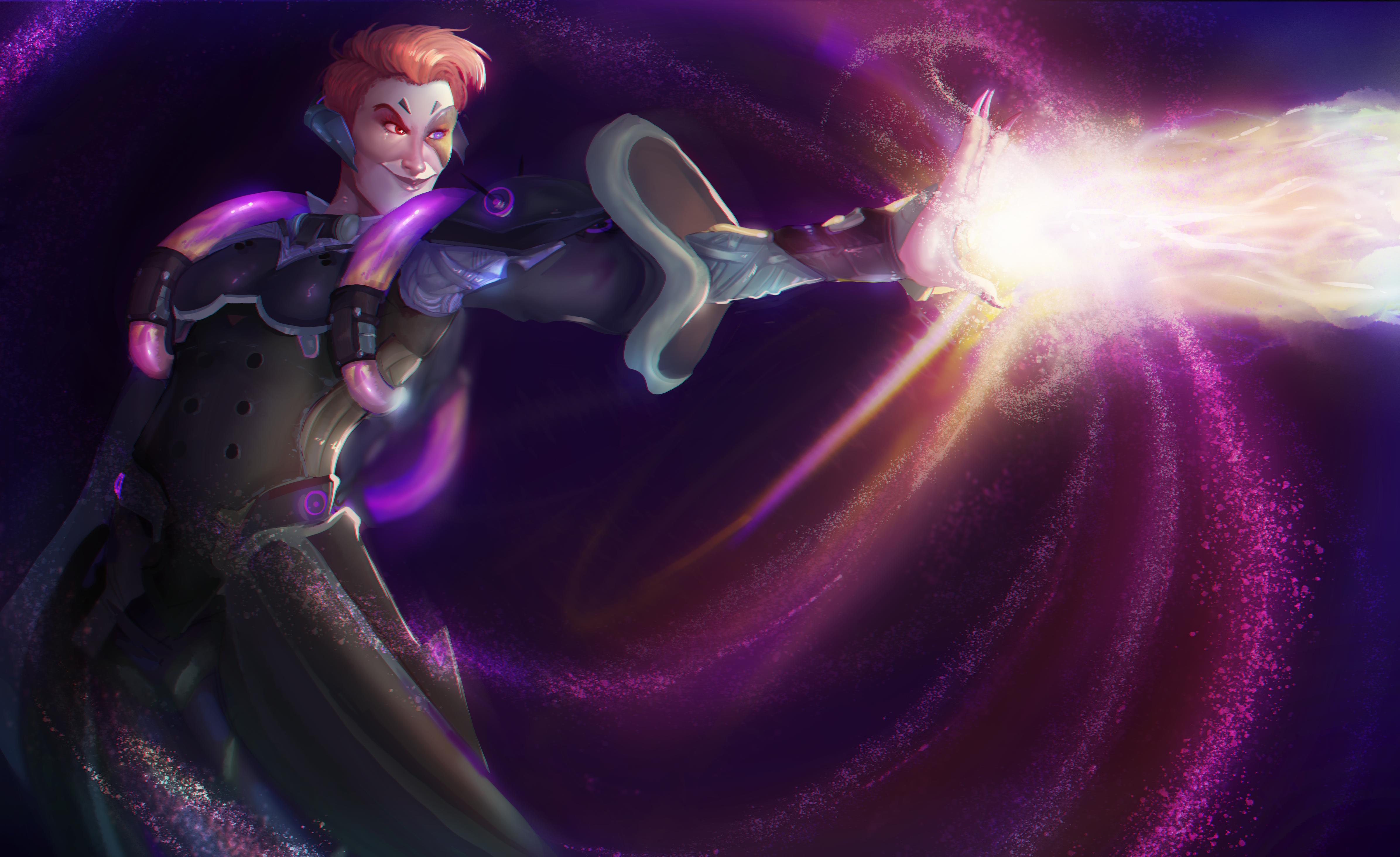 Moira from Overwatch casting a spell HD Wallpaper
