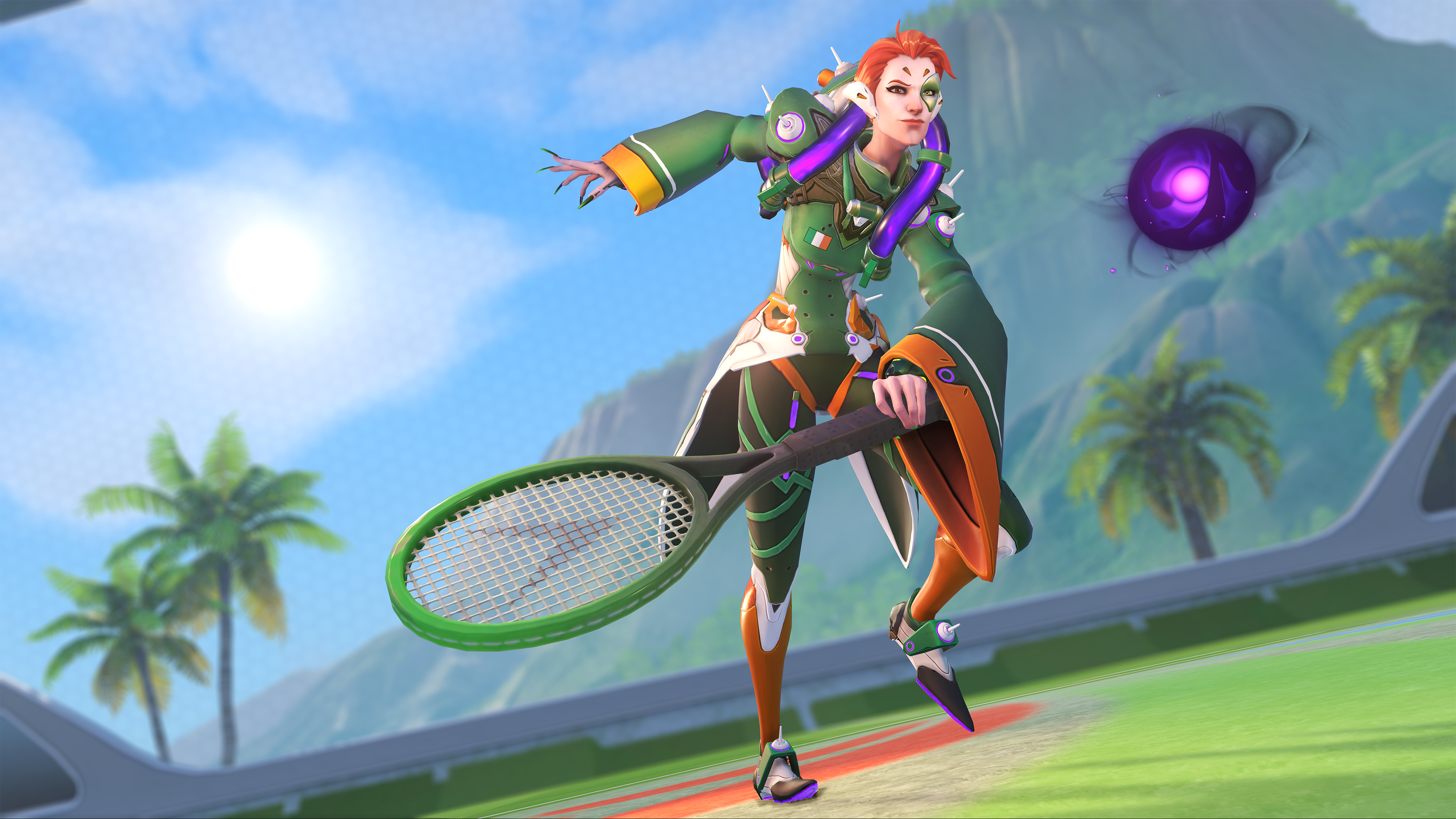 Moira from Overwatch holding a tennis racket HD Wallpaper