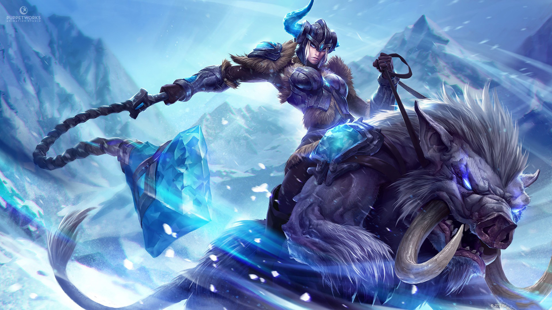 Sejuani from League of Legends riding a boar HD Wallpaper