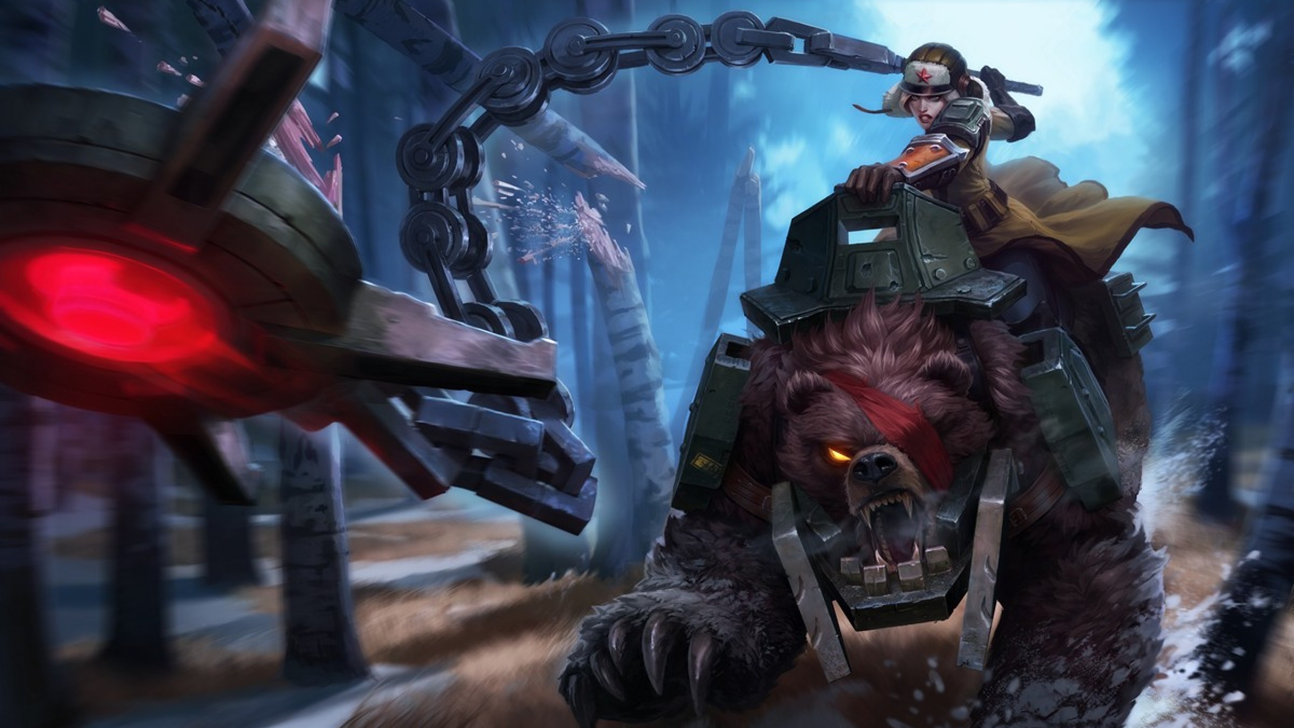 Sejuani from League of Legends riding a bear HD Wallpaper