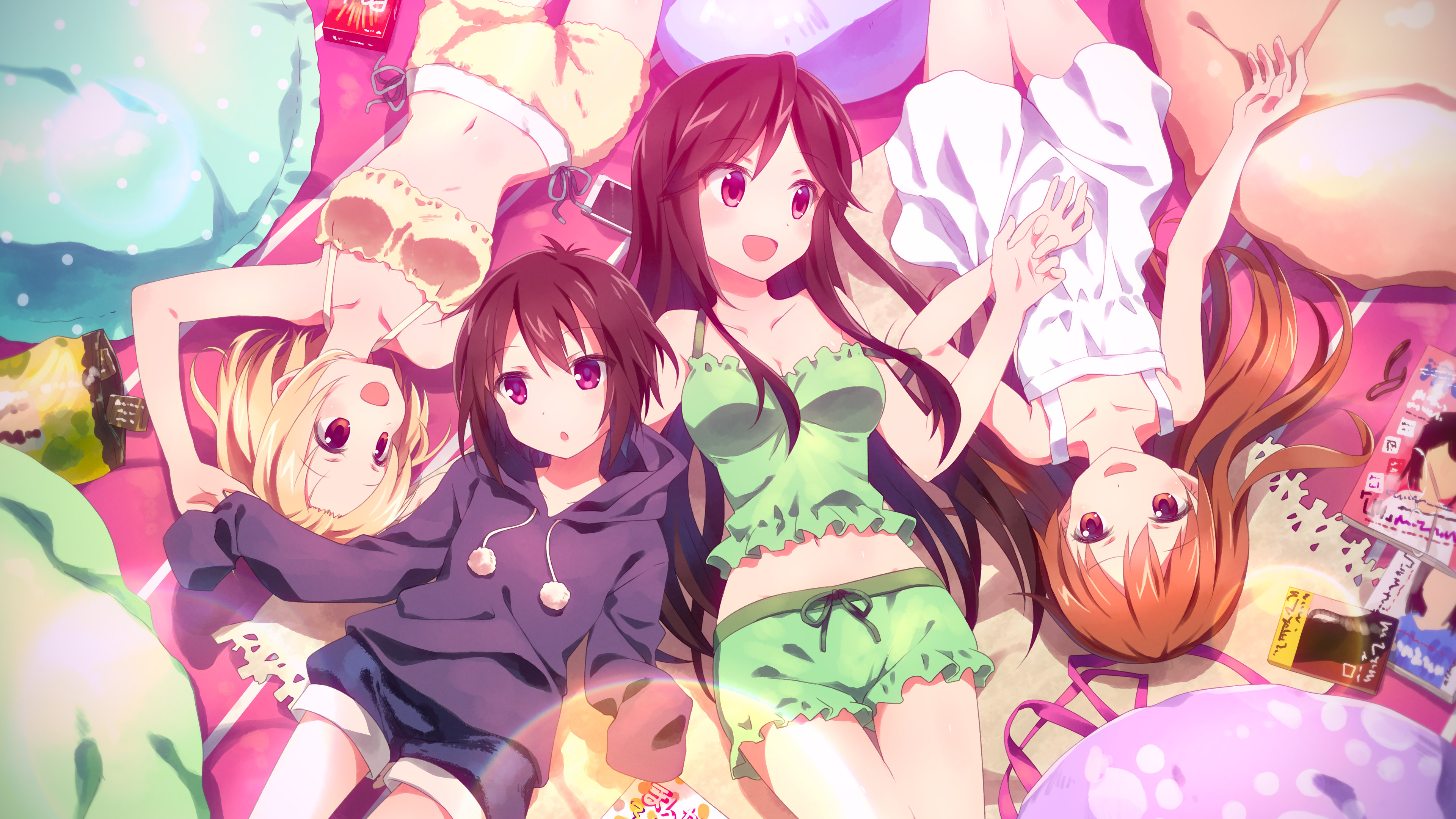 4 Girls Lying Down HD Wallpaper