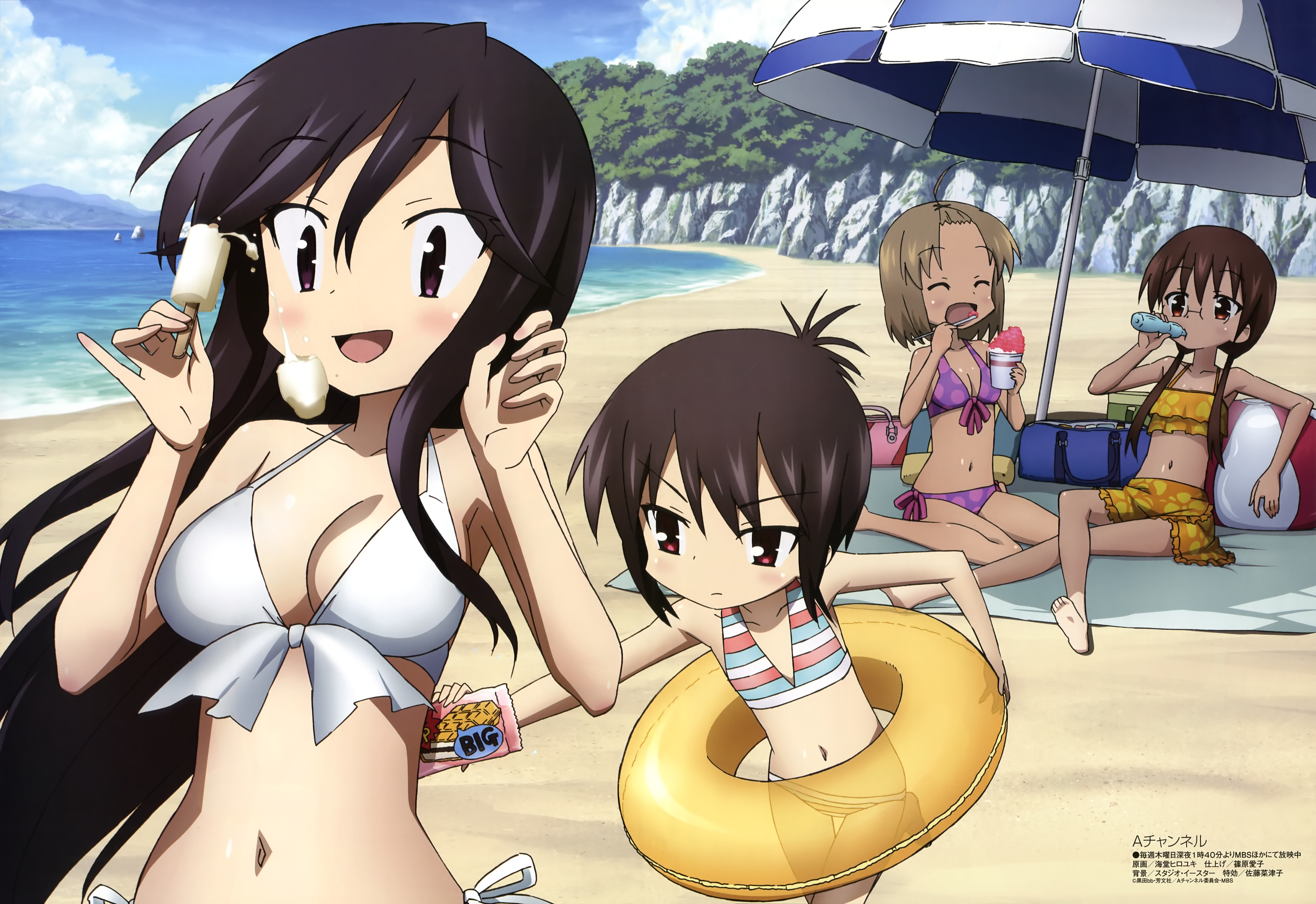 A Channel Tooru Ichii and friends at the beach HD Wallpaper
