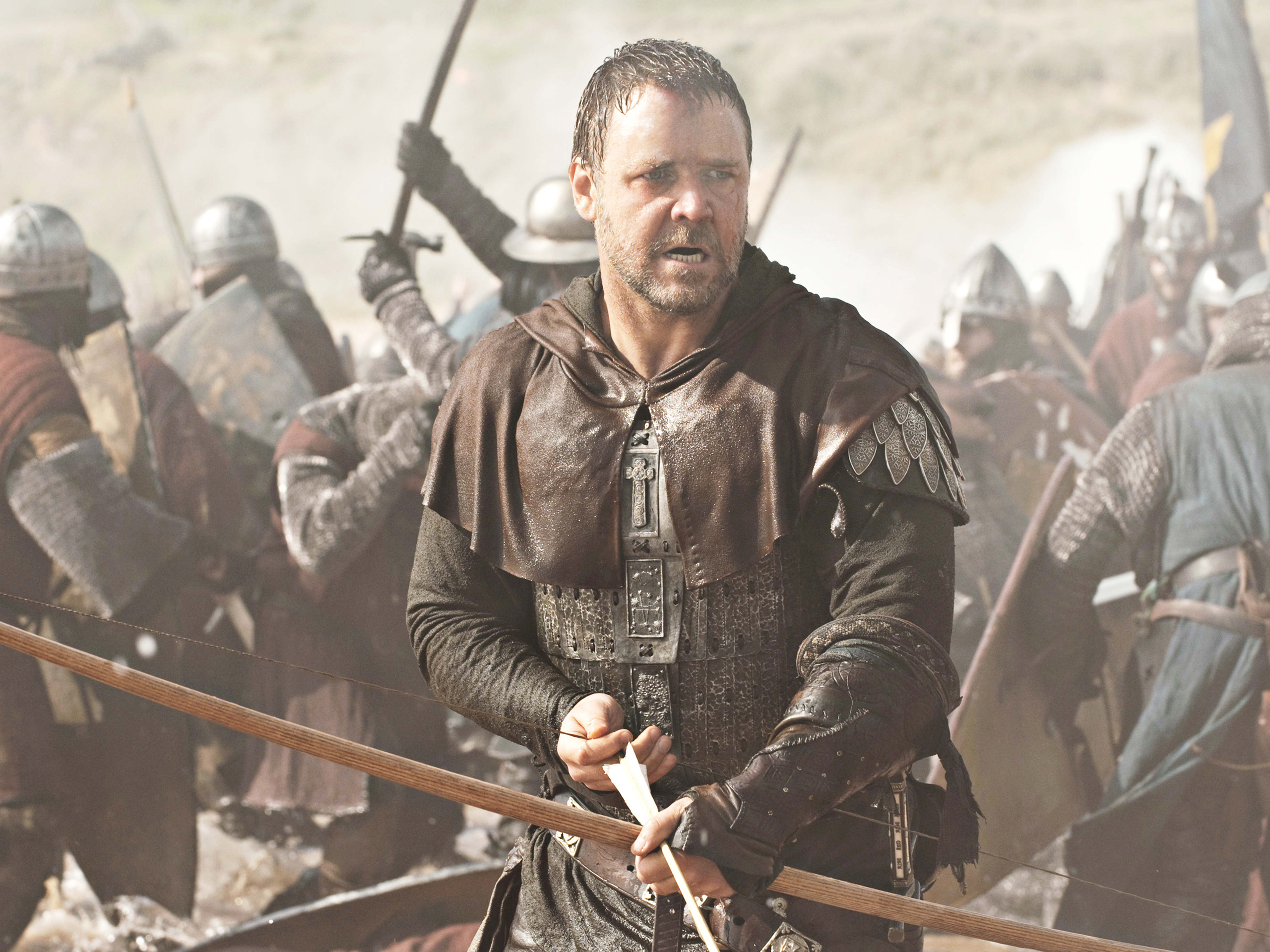 Robin Hood in battle with bow and arrow HD Wallpaper