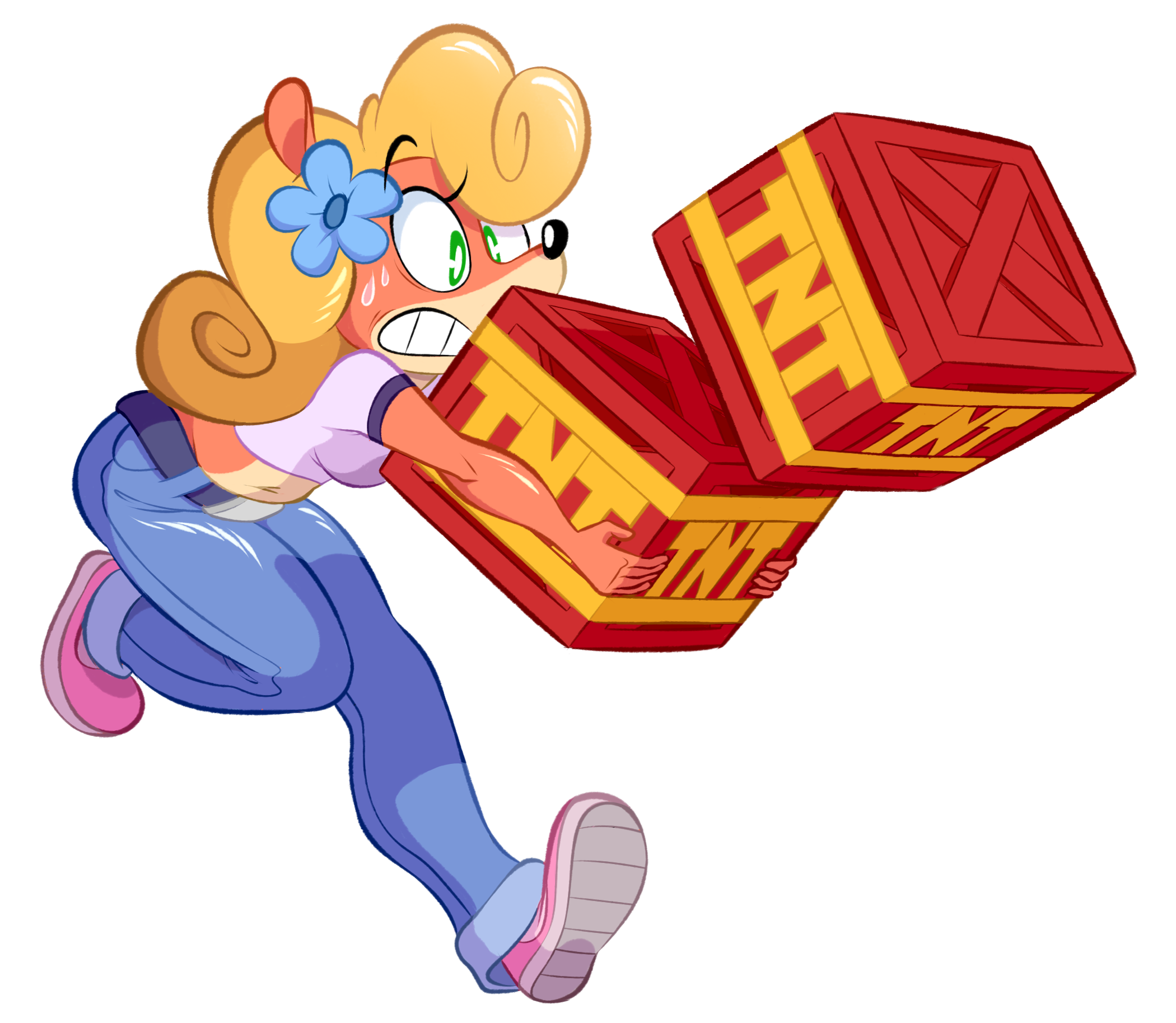 Coco Bandicoot carrying TNT crates HD Wallpaper