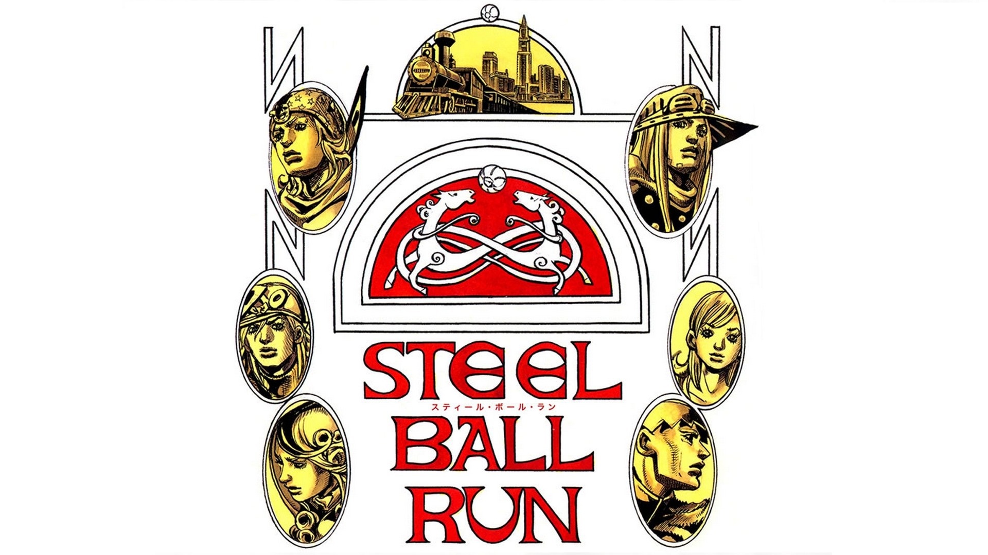 Steel Ball Run characters and title HD Wallpaper