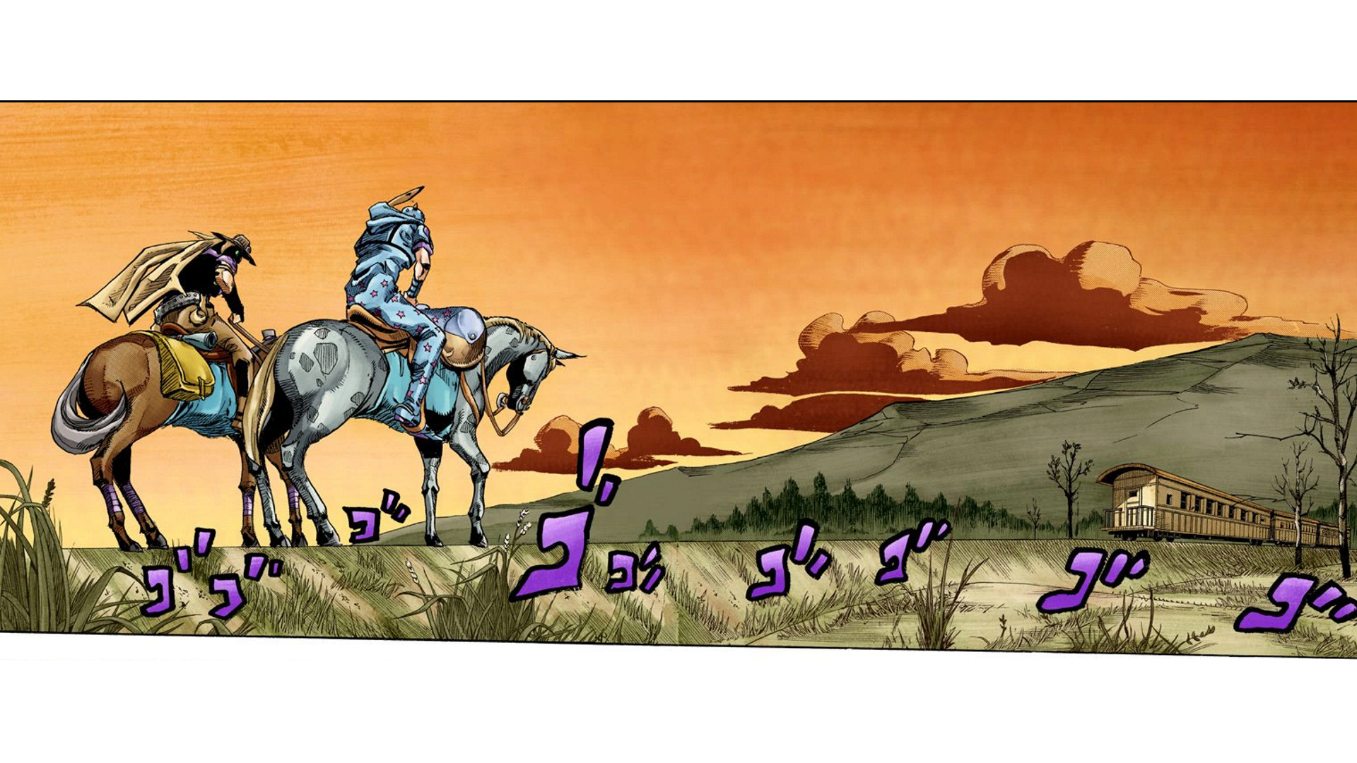 Johnny Joestar and companion on horseback HD Wallpaper