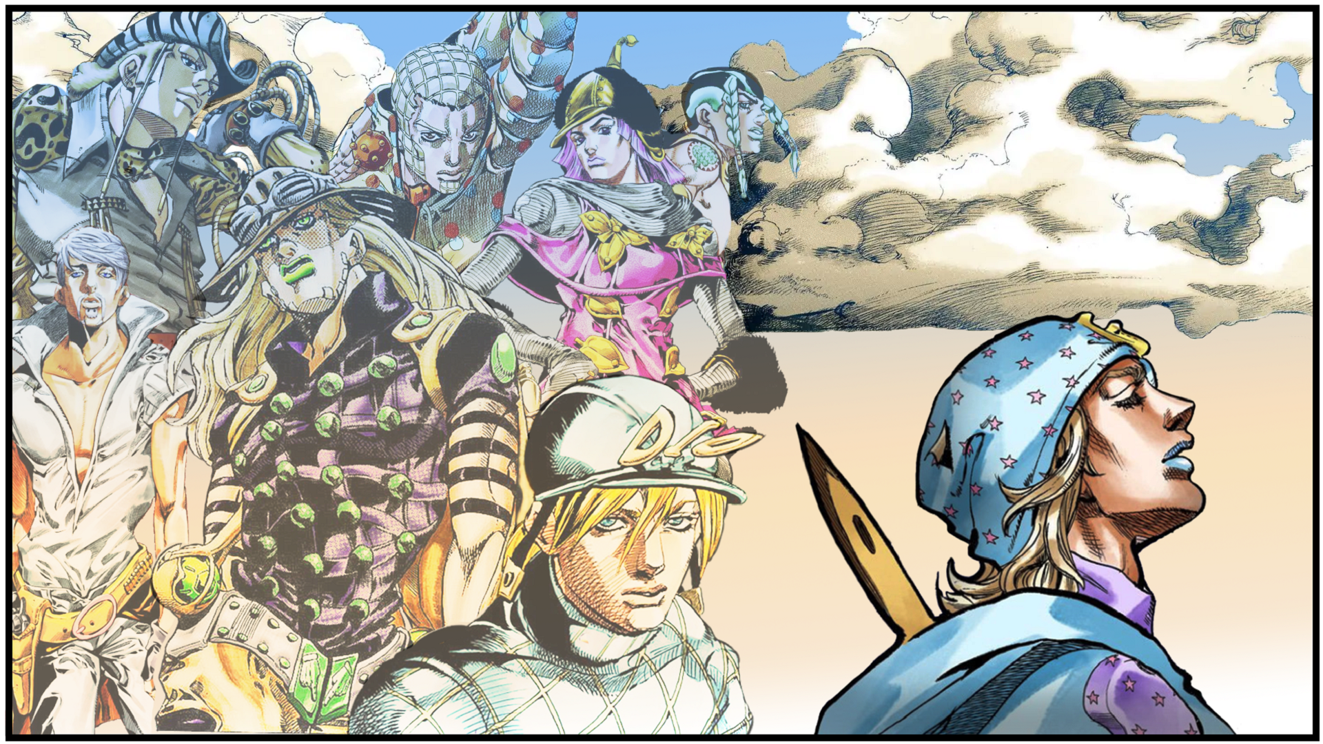Johnny Joestar and other characters from JoJo's Bizarre Adventure HD Wallpaper