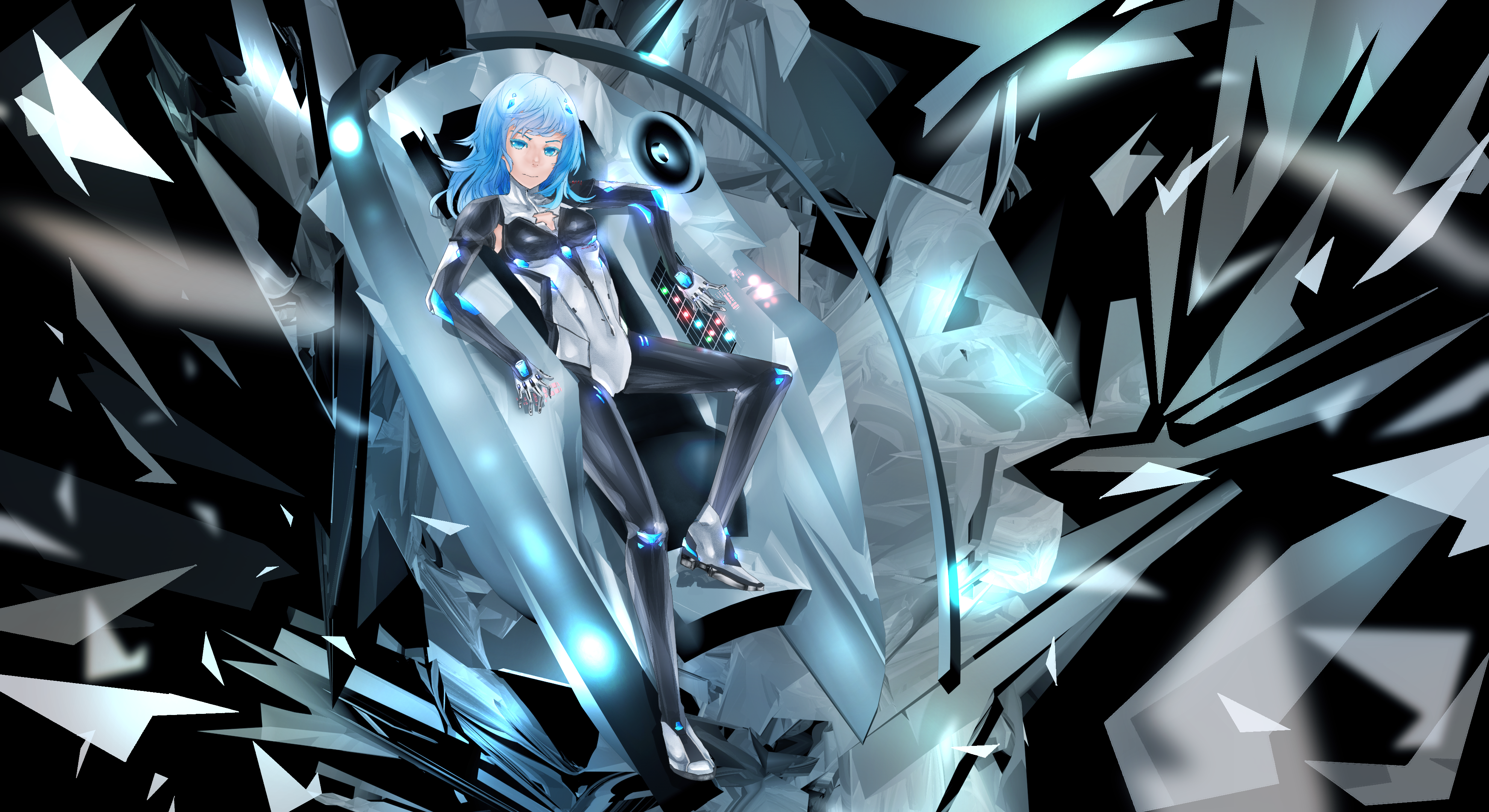 Lacia from Beatless in a futuristic setting HD Wallpaper