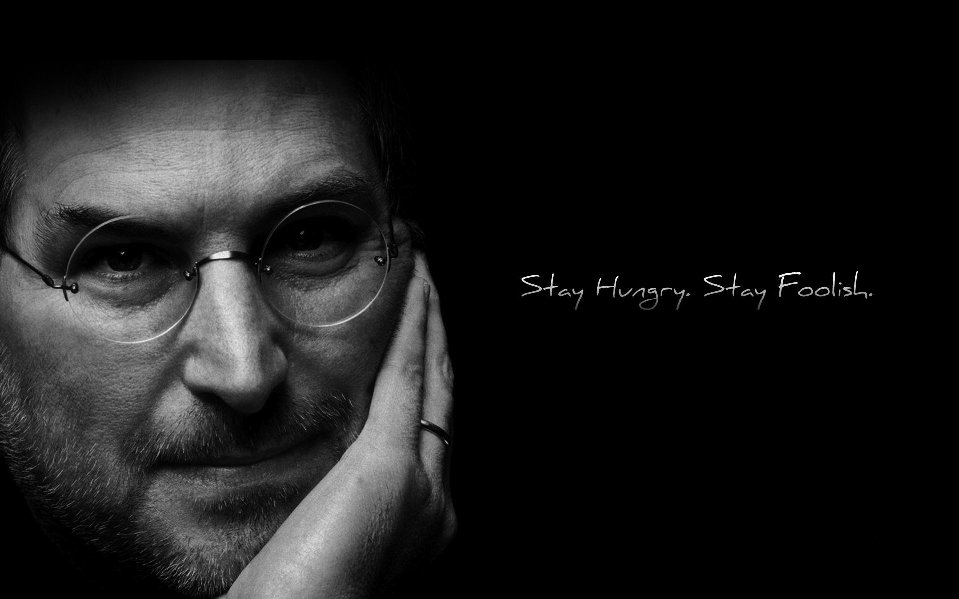 Steve Jobs with quote "Stay Hungry. Stay Foolish." HD Wallpaper