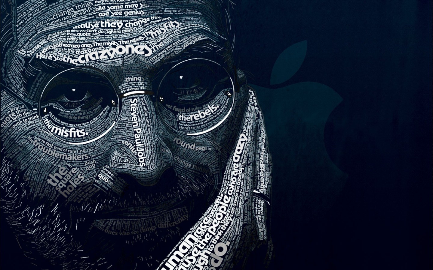 Steve Jobs portrait made of text HD Wallpaper