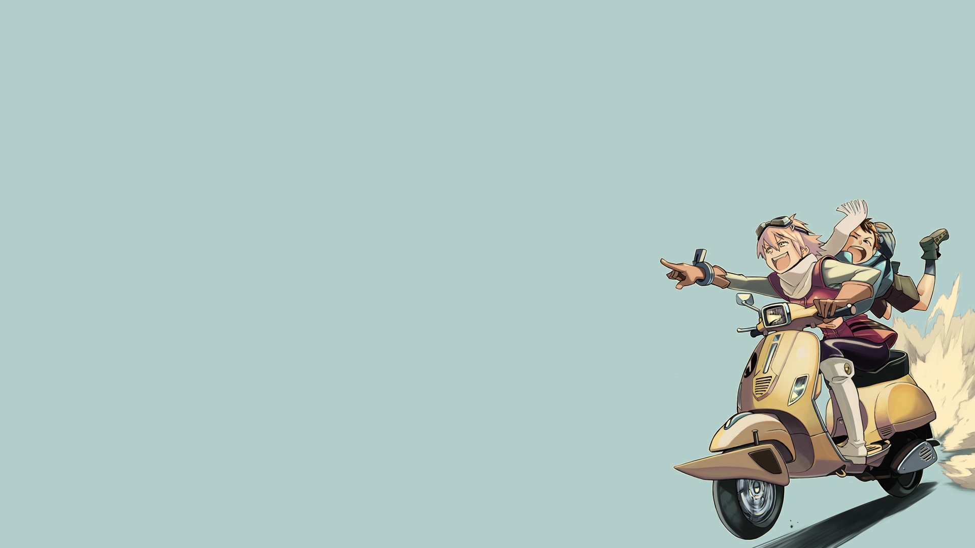 Two people riding a scooter HD Wallpaper