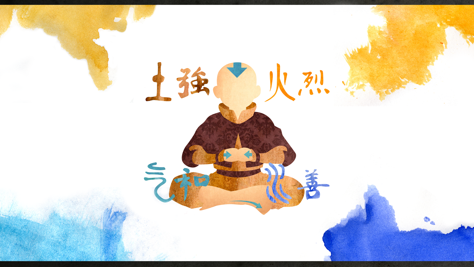 Aang from Avatar meditating with elemental symbols HD Wallpaper