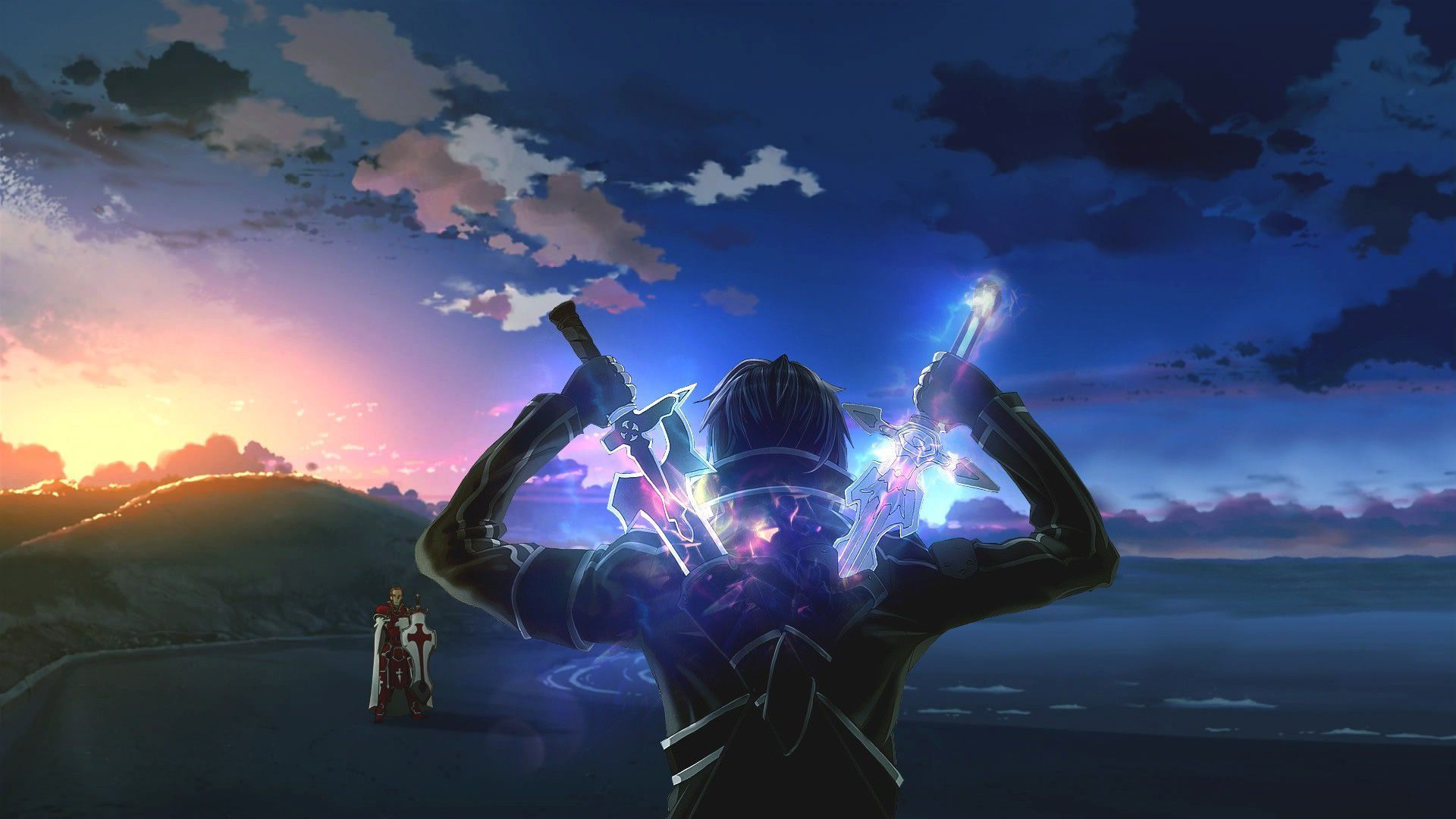 Heathcliff from Sword Art Online with dual swords HD Wallpaper