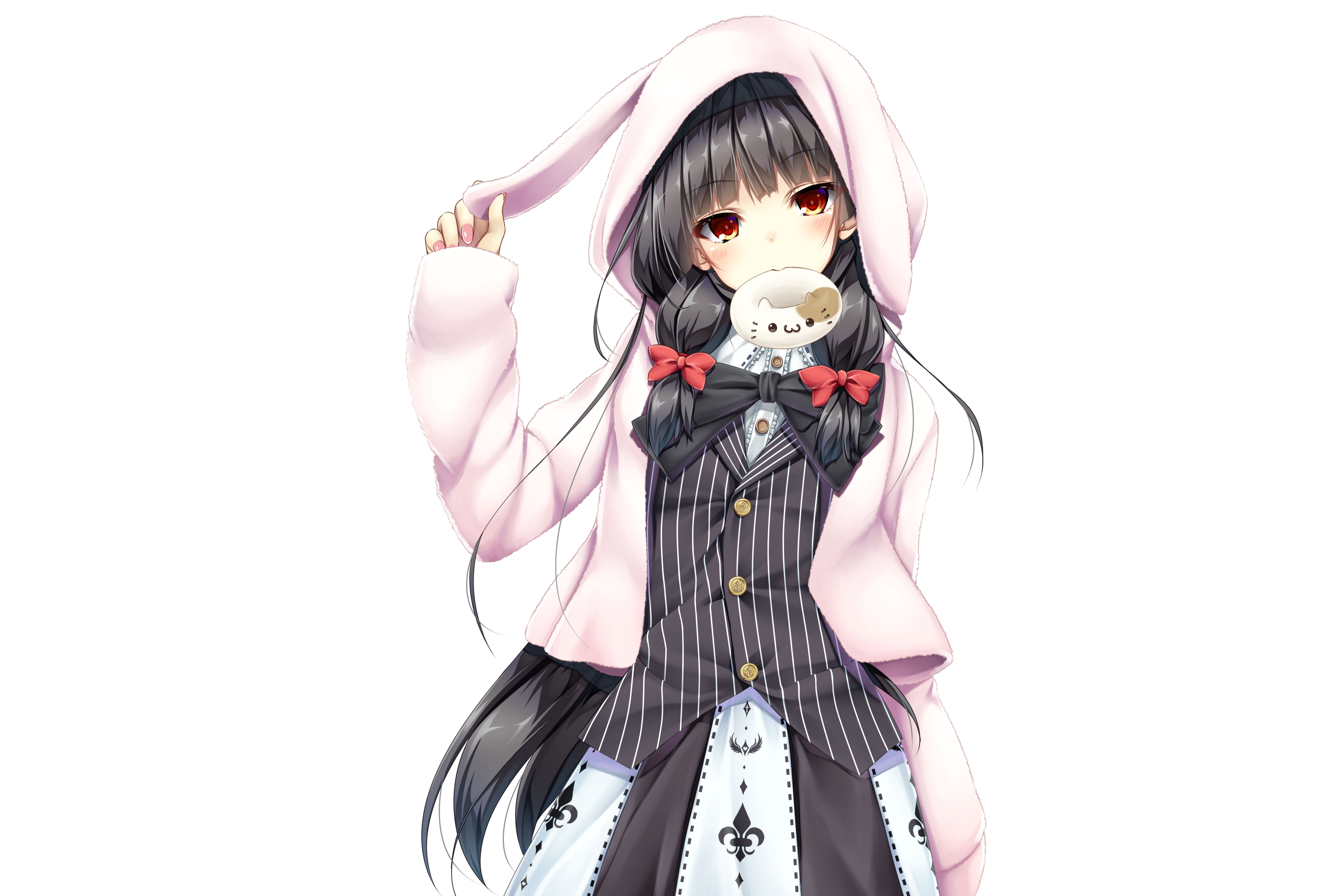 Isokaze from Kancolle wearing a bunny hoodie HD Wallpaper